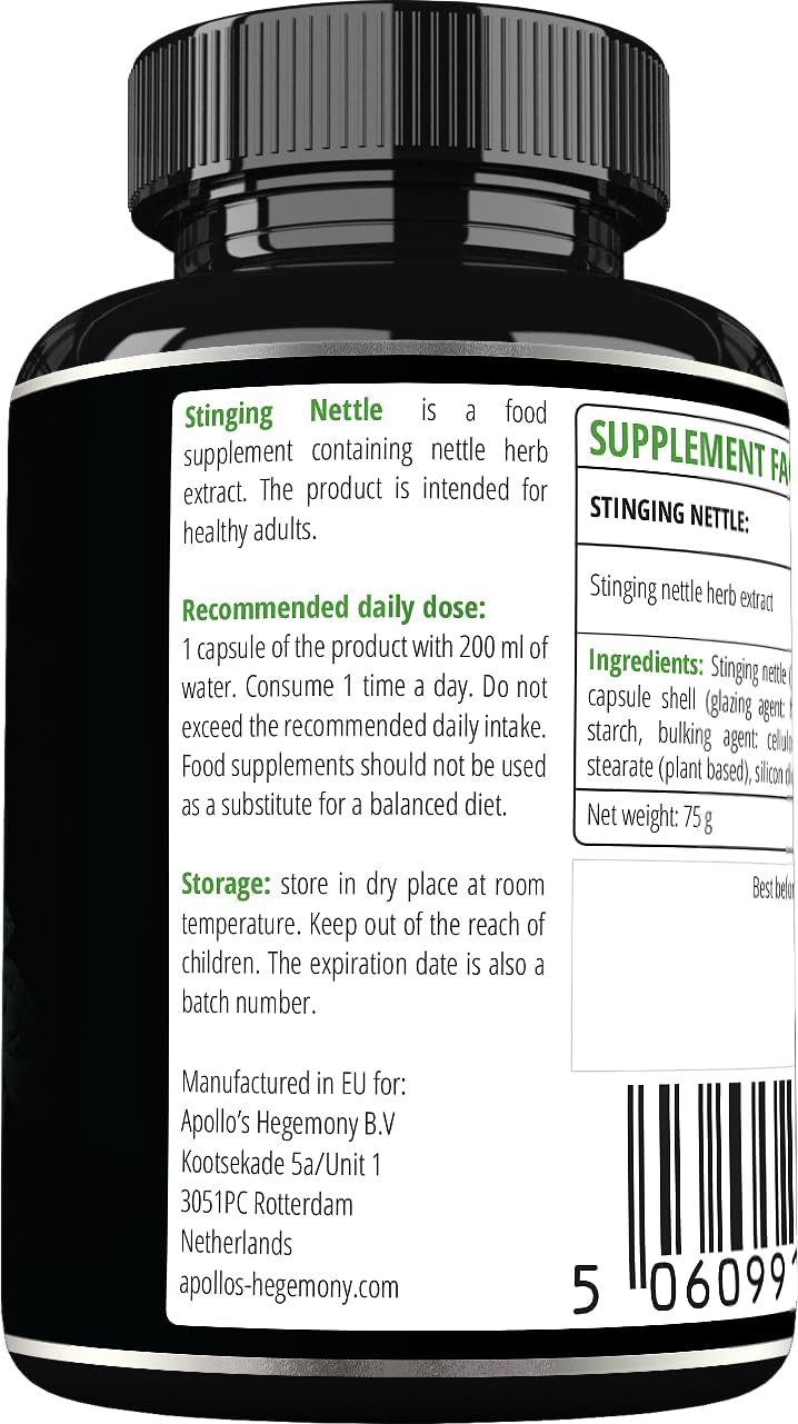 High Strength Stinging Nettle Extract Capsules - 500mg, 90 Vegan Capsules, Cardiovascular Support, Herbal Supplement