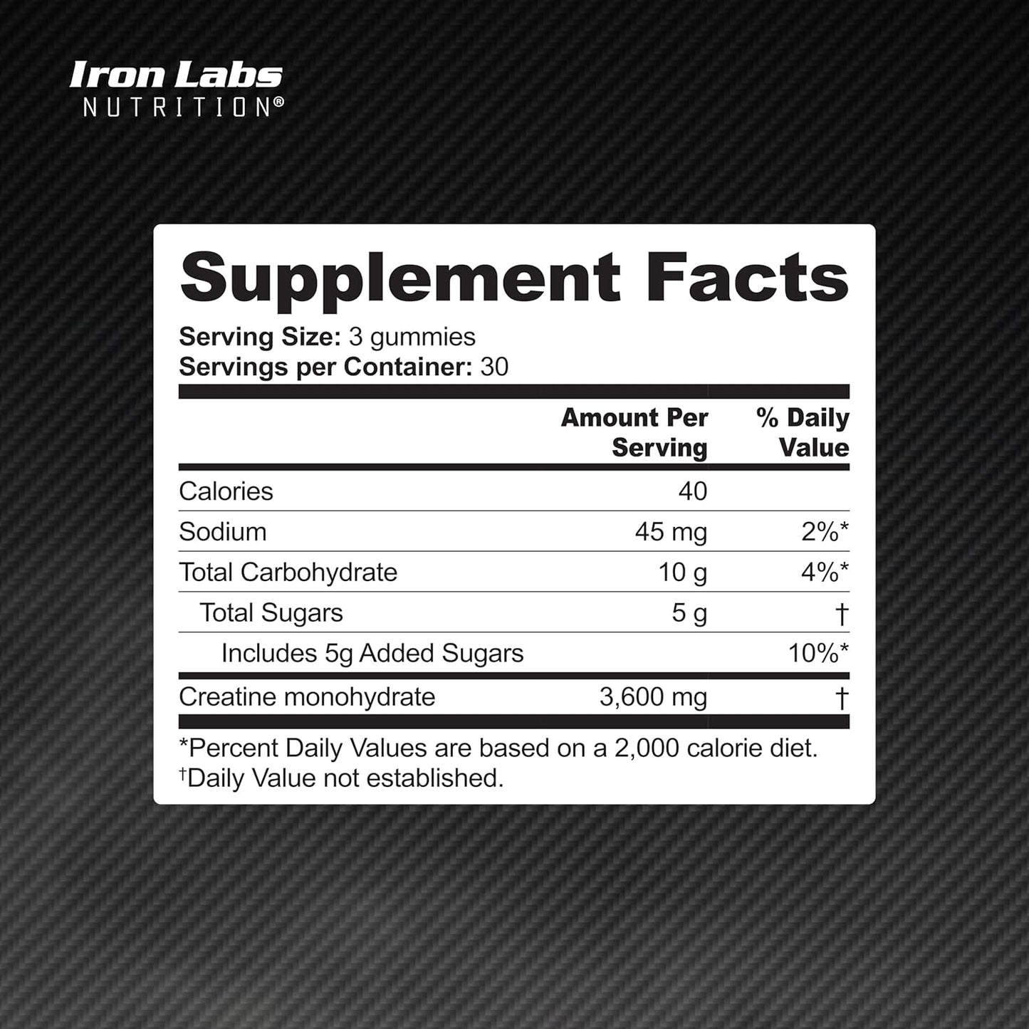 High Strength Strawberry Creatine Gummies - 3600mg Per Serving - Vegan Friendly - Iron Labs Nutrition - 90 Gummy Bears