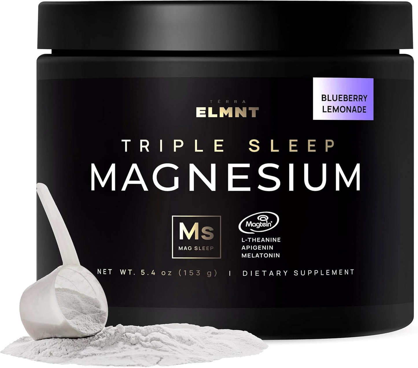 High Strength Triple Sleep Magnesium L-Threonate Powder with Apigenin, L-Theanine, and Melatonin - Natural Sleep Aid Supplement for Deep Sleep and Calm - Magtein Magnesium L Threonate for Adults
