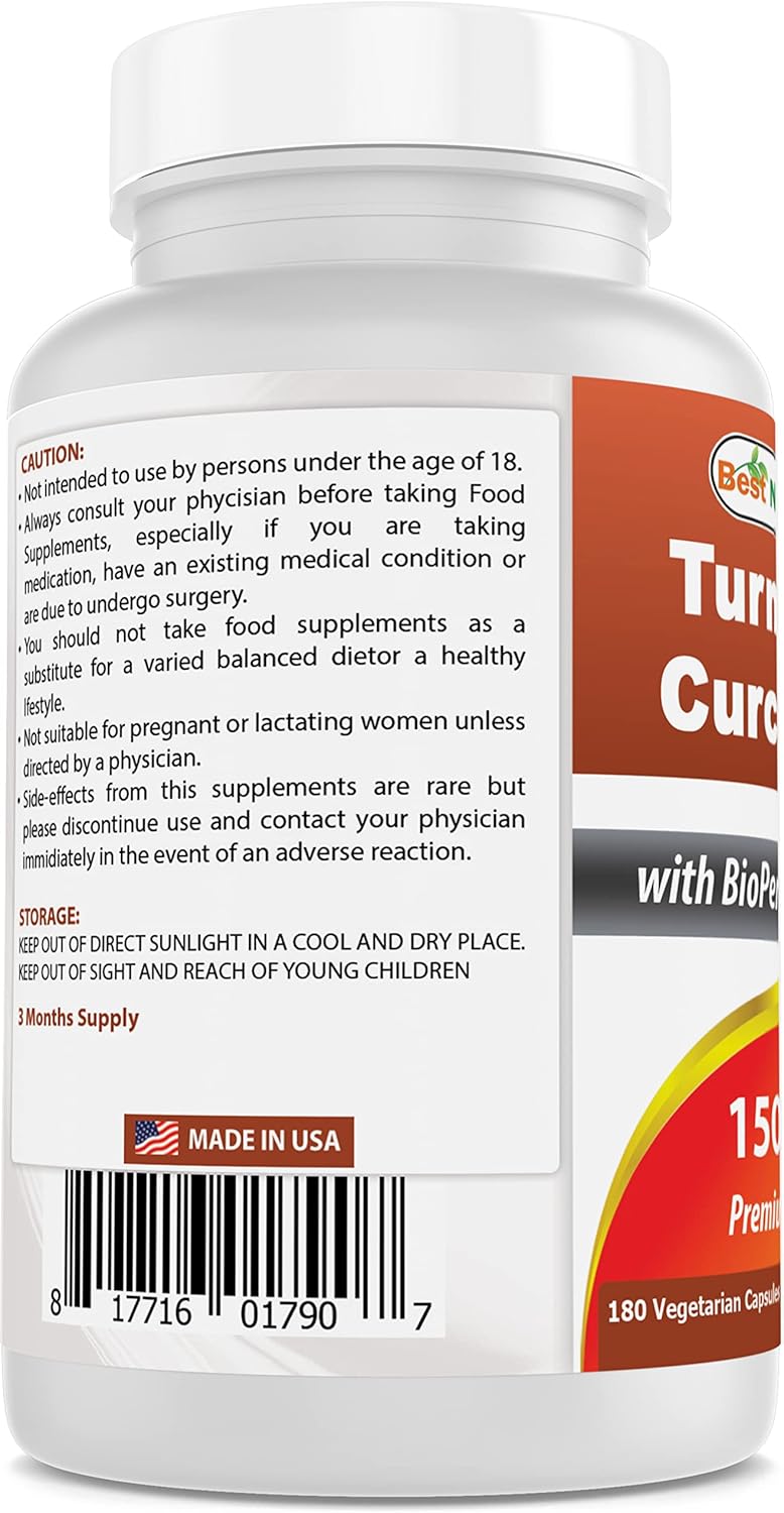 High Strength Turmeric Curcumin 1500mg with Vitamin B-100 Complex - Premium Natural Supplement for Joint Health & Immune Support