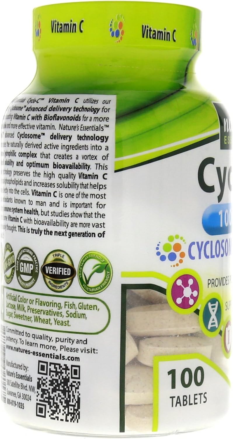 High Strength Vitamin C Supplement with Cyclo-C 1000mg | Enhanced with Bioflavonoids and Cyclodextrin | Liposomal Delivery for Maximum Absorption | Non-GMO, Gluten Free, Vegetarian | 200 Tablets