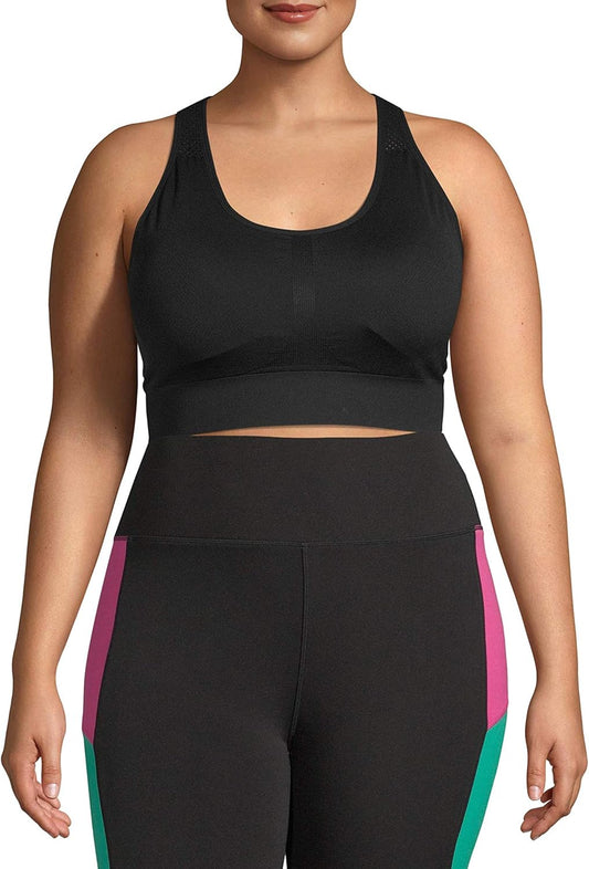High Support Racerback Sports Bra for Women Plus Size with Padded Control for Large Bust - White/Black - Ideal for Yoga and Workout