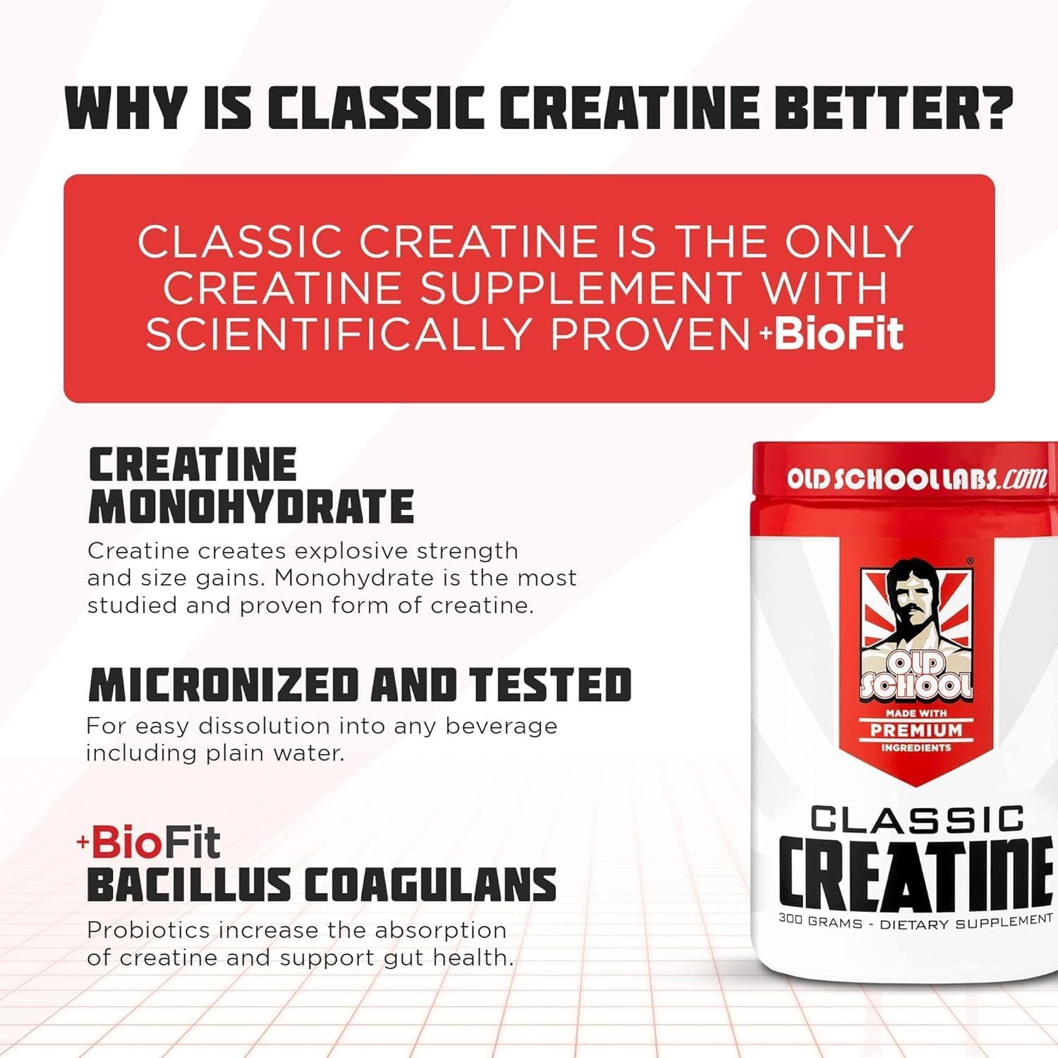 Highly Absorbable 5000mg Creatine Monohydrate Powder with BioFit™ for Muscle Growth, Strength, and Endurance - USA Made - 60 Servings for Men & Women