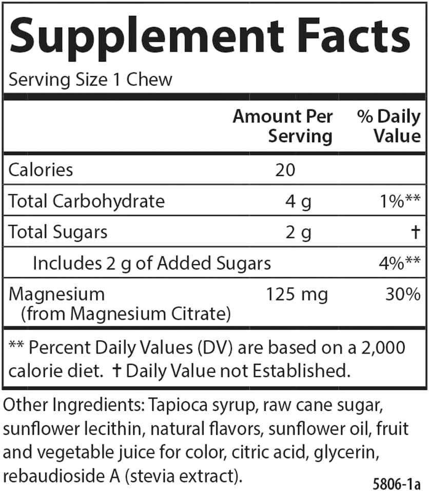 Highly Absorbable Carlson Magnesium Soft Chews - Berries & Creme Flavor - 40 Vegetarian Soft Chews for Muscle Relaxation & Overall Health