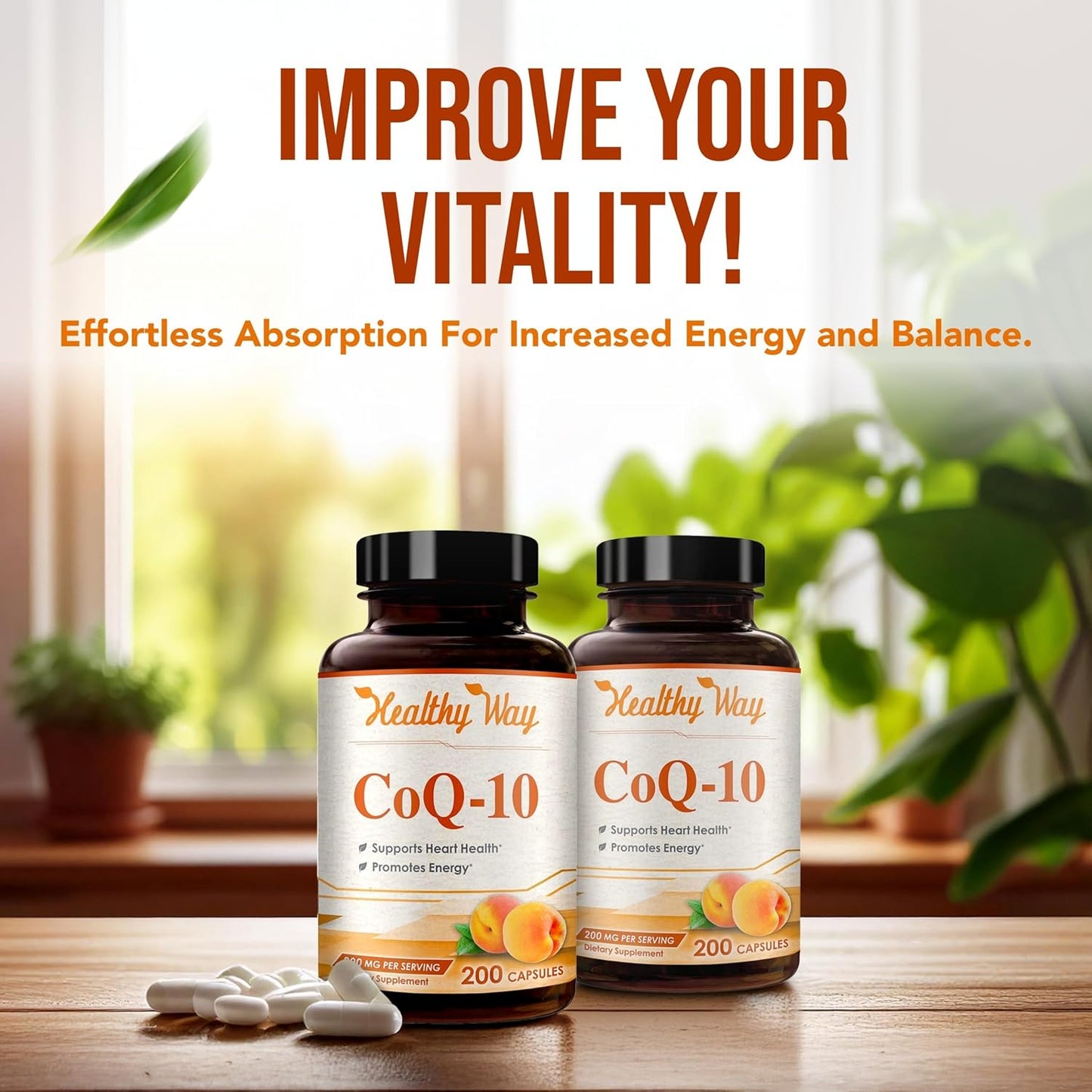 Highly Absorbable CoQ10 Supplement for Heart Health and Energy Support - 200mg Coenzyme Q10 Capsules - Antioxidant Formula - Non-GMO - 400 Servings