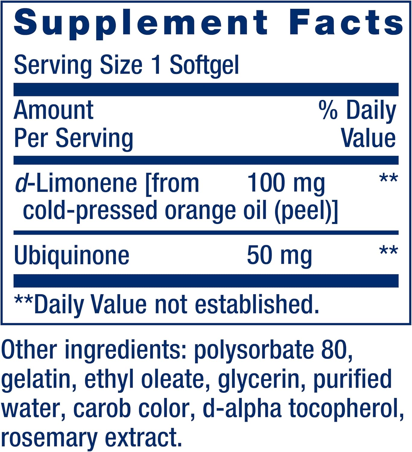 Highly Absorbable CoQ10 Supplement with d-Limonene for Heart Health and Energy Support - 50mg, 60 Softgels, Non-GMO, Gluten-Free
