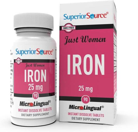 Highly Absorbable Iron Supplement for Women - 25 mg Under the Tongue Tablets, 90 Count, Supports Red Blood Cell Formation, Non-GMO