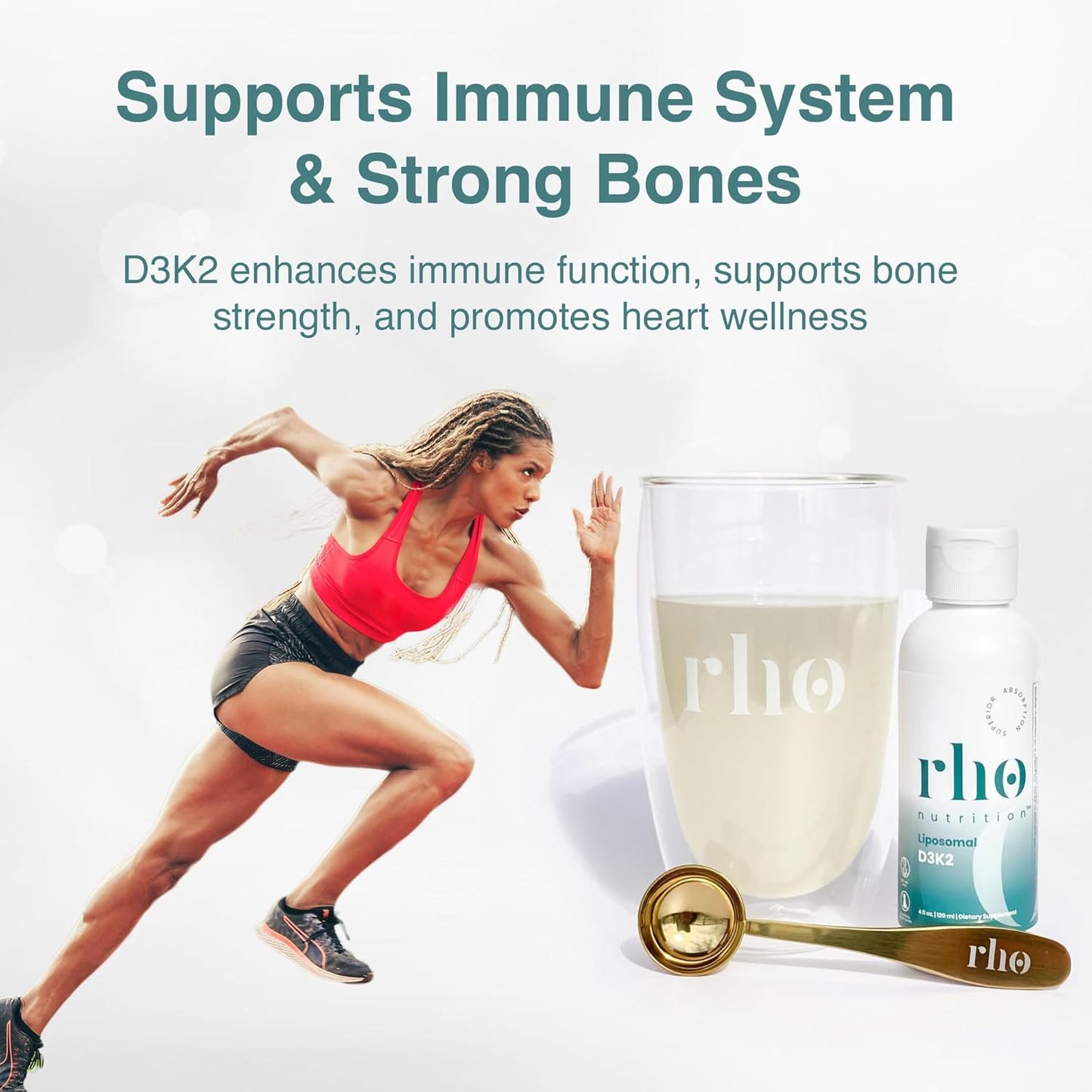 Highly Absorbable Liposomal D3K2 Liquid Vitamin Supplement for Immune Support, Bone Health, and Heart Health