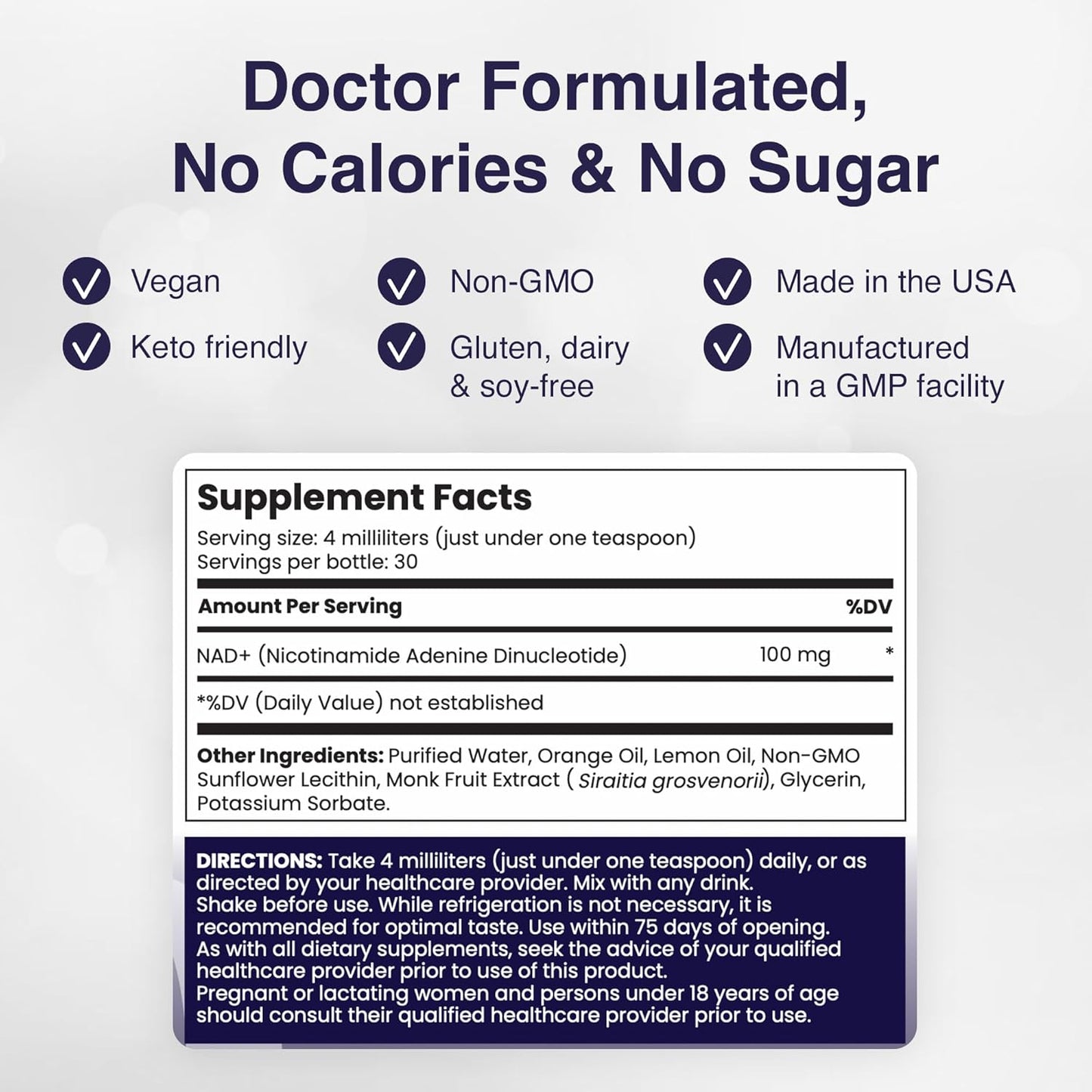 Highly Absorbable Liquid NAD+ Supplement for Cellular Longevity and Energy Boost