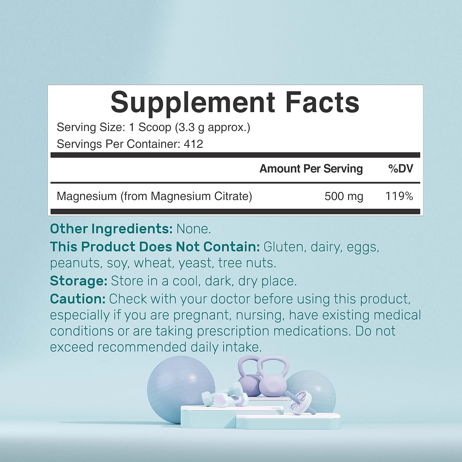 Highly Absorbable Magnesium Citrate Powder 500mg - 3lbs | Unflavored & Pure Mineral Supplement for Heart, Muscle, & Digestive Health | Non-GMO & Filler-Free - One Daily Dose