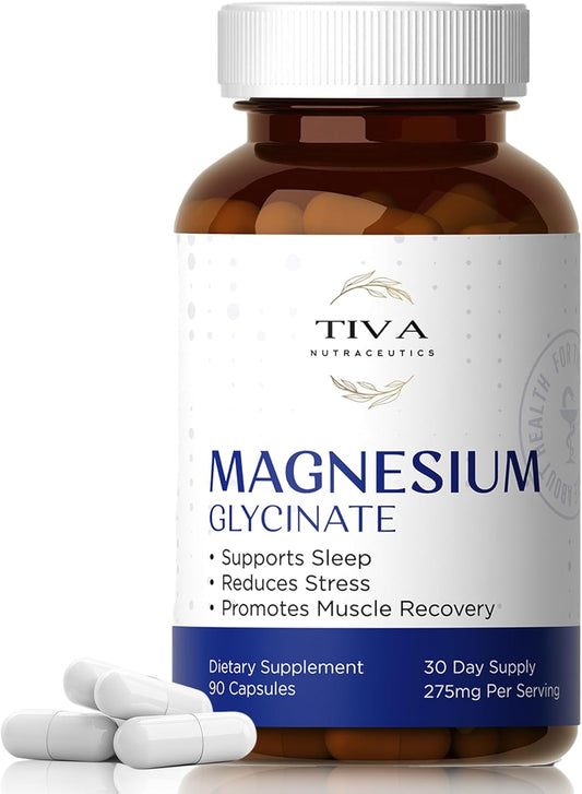 Highly Absorbable Magnesium Glycinate Capsules for Sleep, Muscle Relaxation, and Heart Health - Chelated Complex for Energy and Bone Support - 90 Count