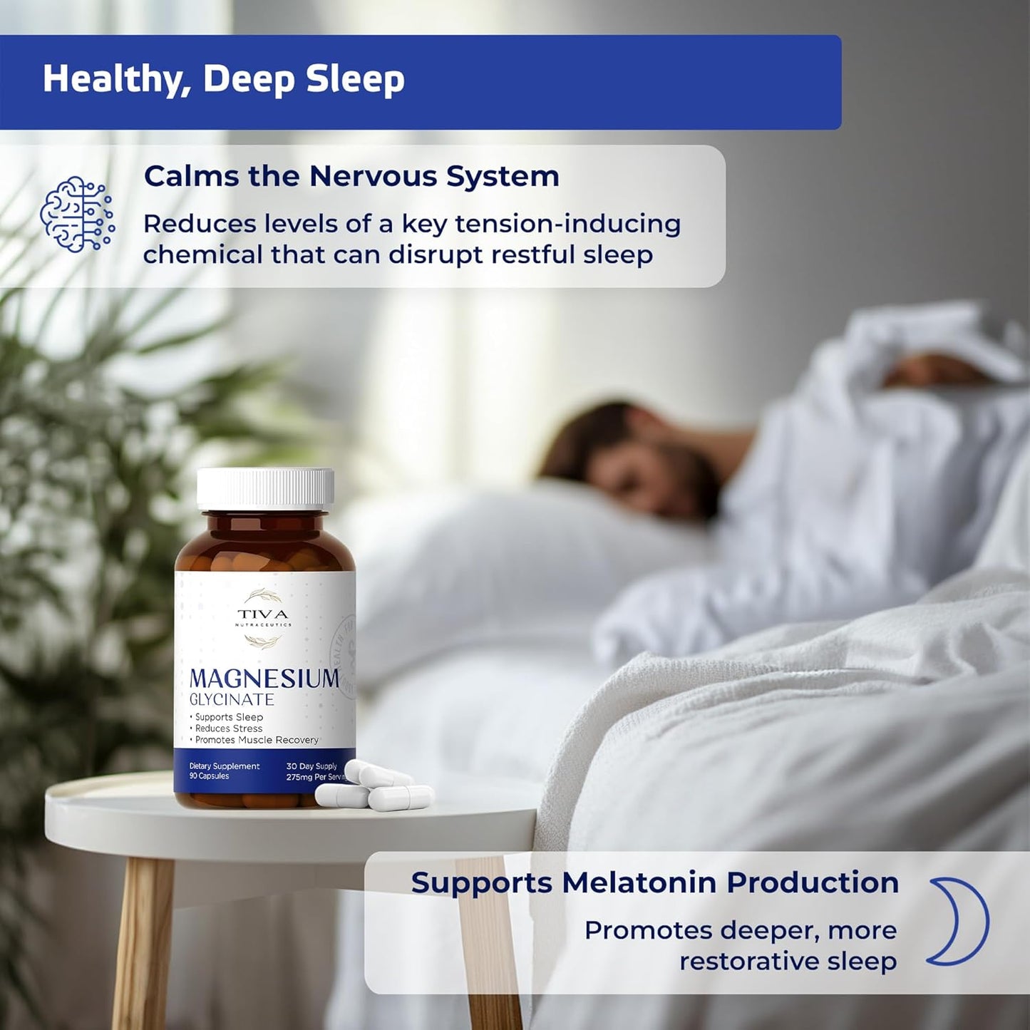 Highly Absorbable Magnesium Glycinate Capsules for Sleep, Muscle Relaxation, and Heart Health - Chelated Complex for Energy and Bone Support - 90 Count