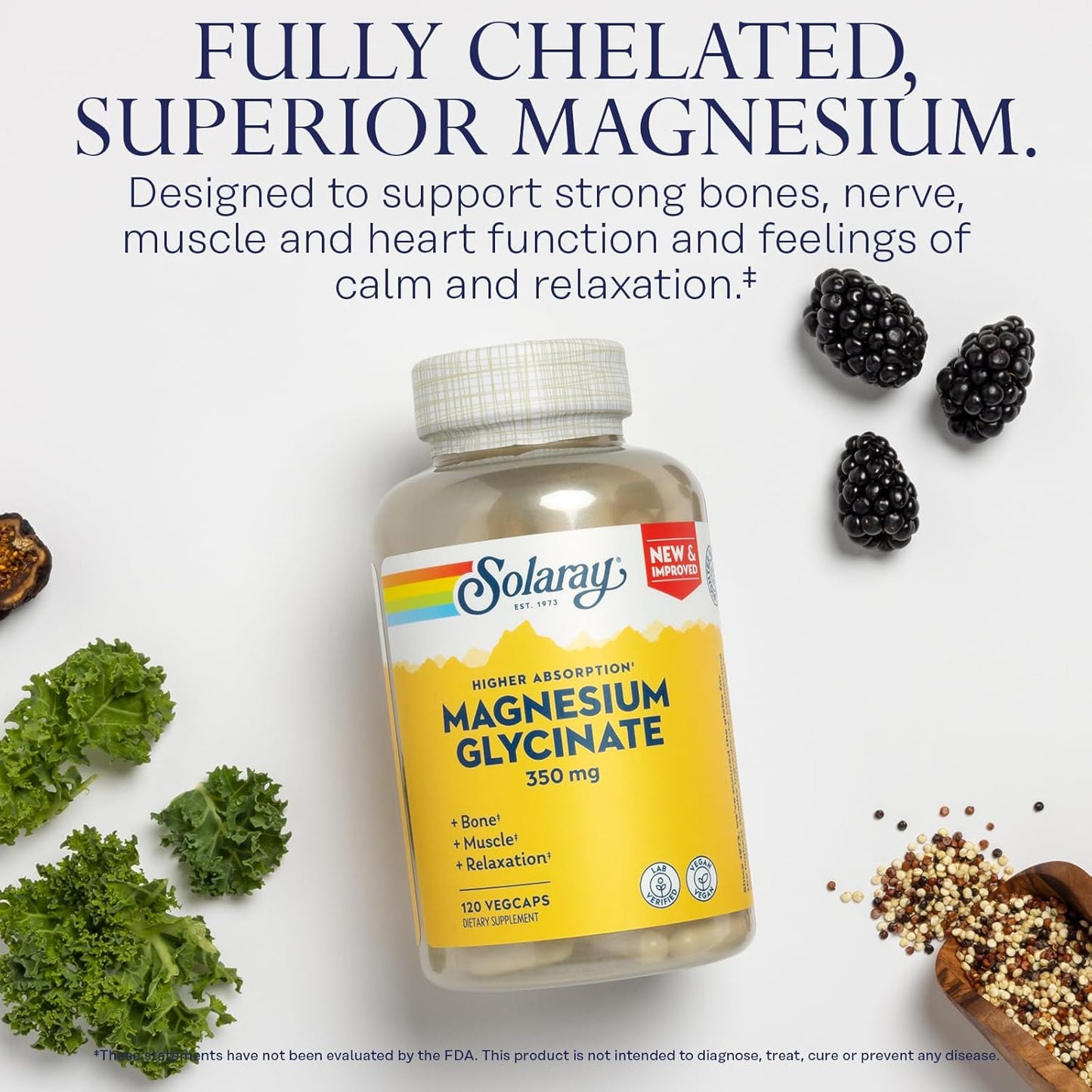 Highly Absorbable Magnesium Glycinate Capsules with BioPerine for Bone, Muscle, and Heart Health - Vegan Supplement, 275 Count