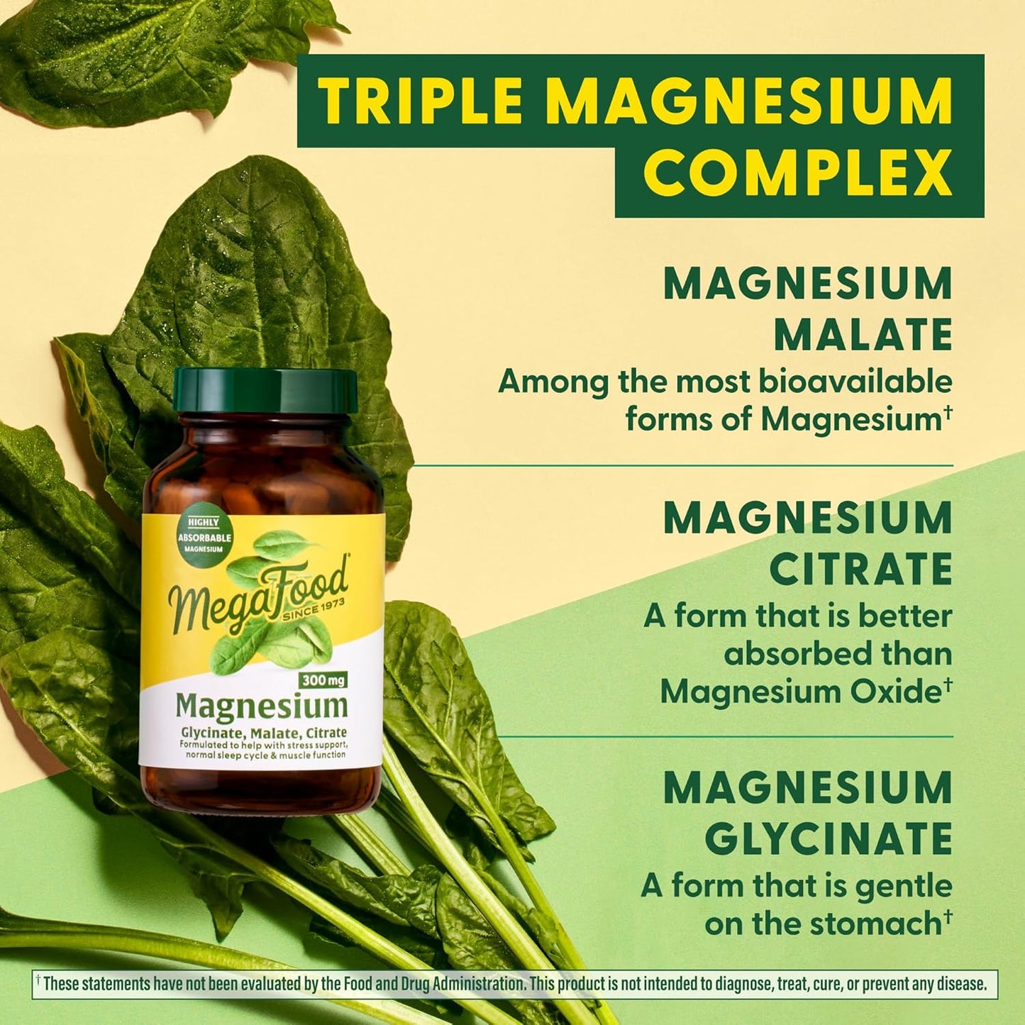 Highly Absorbable MegaFood Magnesium 300mg Capsules - Supports Heart, Nerve Health & Relaxation - Blend of Magnesium Glycinate, Citrate, Malate - 60 Caps (30 Servings)