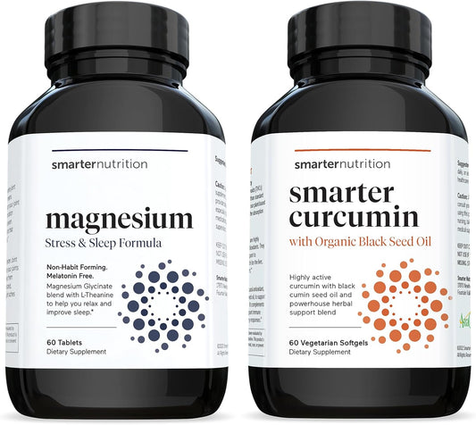 Highly Absorbable Multi-Active Magnesium Tablets & Curcumin Softgels - Potent 95% Tetrahydrocurcuminoids, 1-Month Supply