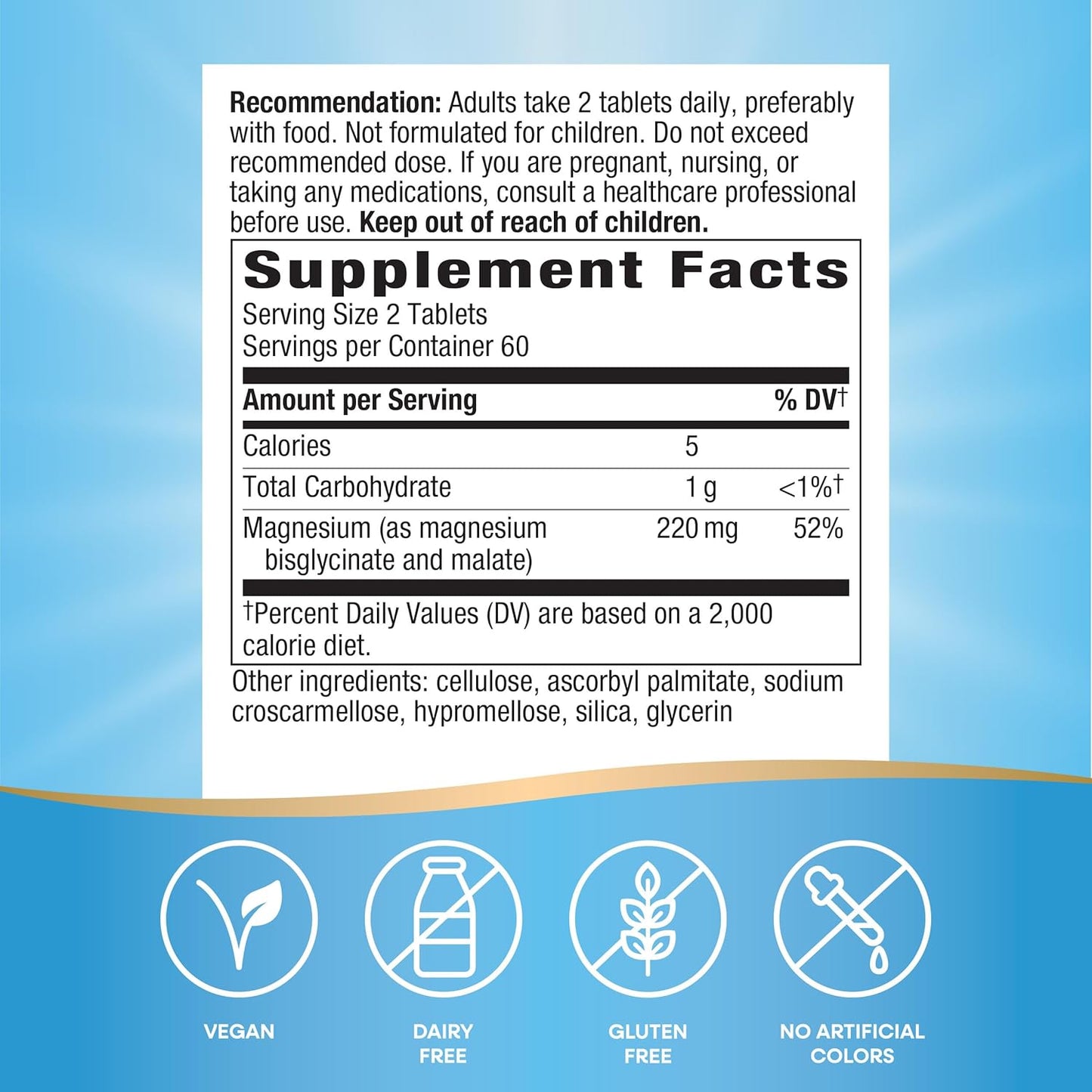 Highly Absorbable Nature's Way Magnesium Glycinate Complex for Heart, Muscle, Nerve Function - 120 Tablets