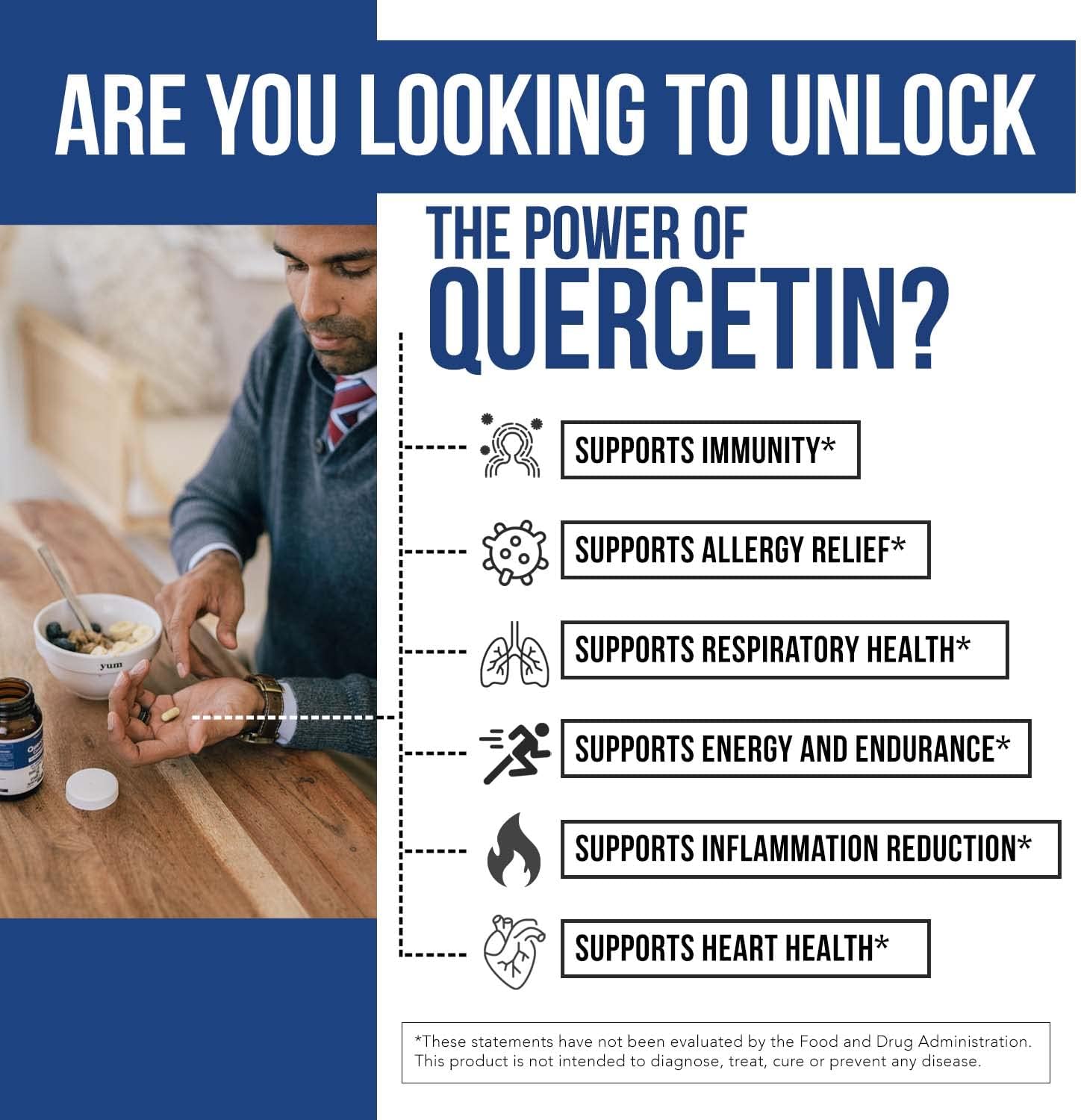 Highly Absorbable Quercetin Phytosome with Bromelain, Zinc & Vitamin C - 60 Capsules - Clinically Proven & Patented Formula by Triquetra Health