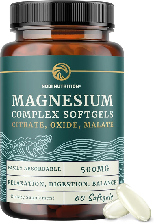 Highly Absorbable Triple Magnesium Softgels for Digestion, Calm, and Sleep Support - 300mg Complex - 60 Count