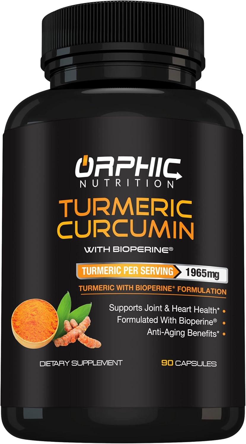 Highly Absorbable Turmeric Curcumin with Bioperine for Joint Health - Maximum Strength Formula with Black Pepper Extract - 1965MG - 90 Capsules