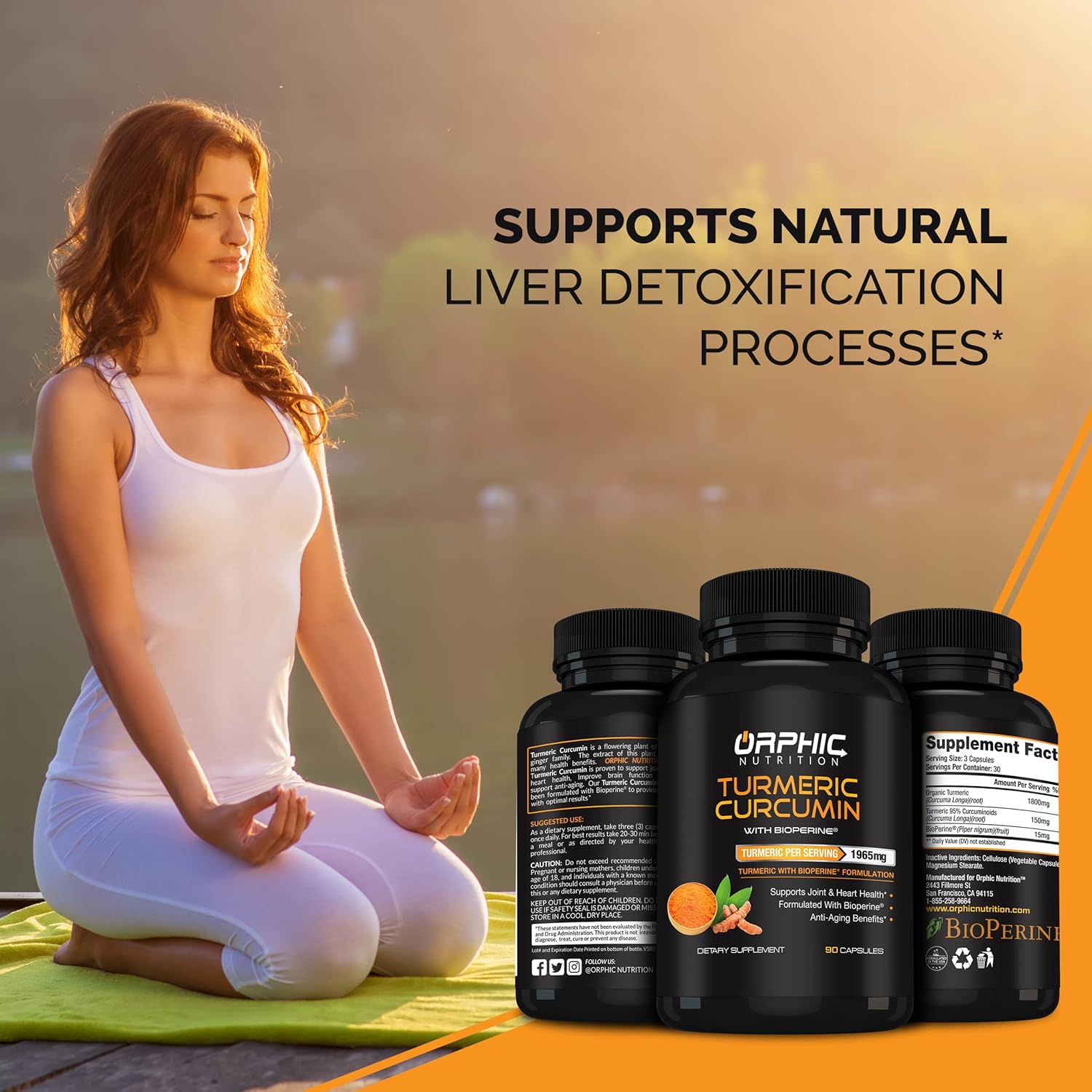 Highly Absorbable Turmeric Curcumin with Bioperine for Joint Health - Maximum Strength Formula with Black Pepper Extract - 1965MG - 90 Capsules