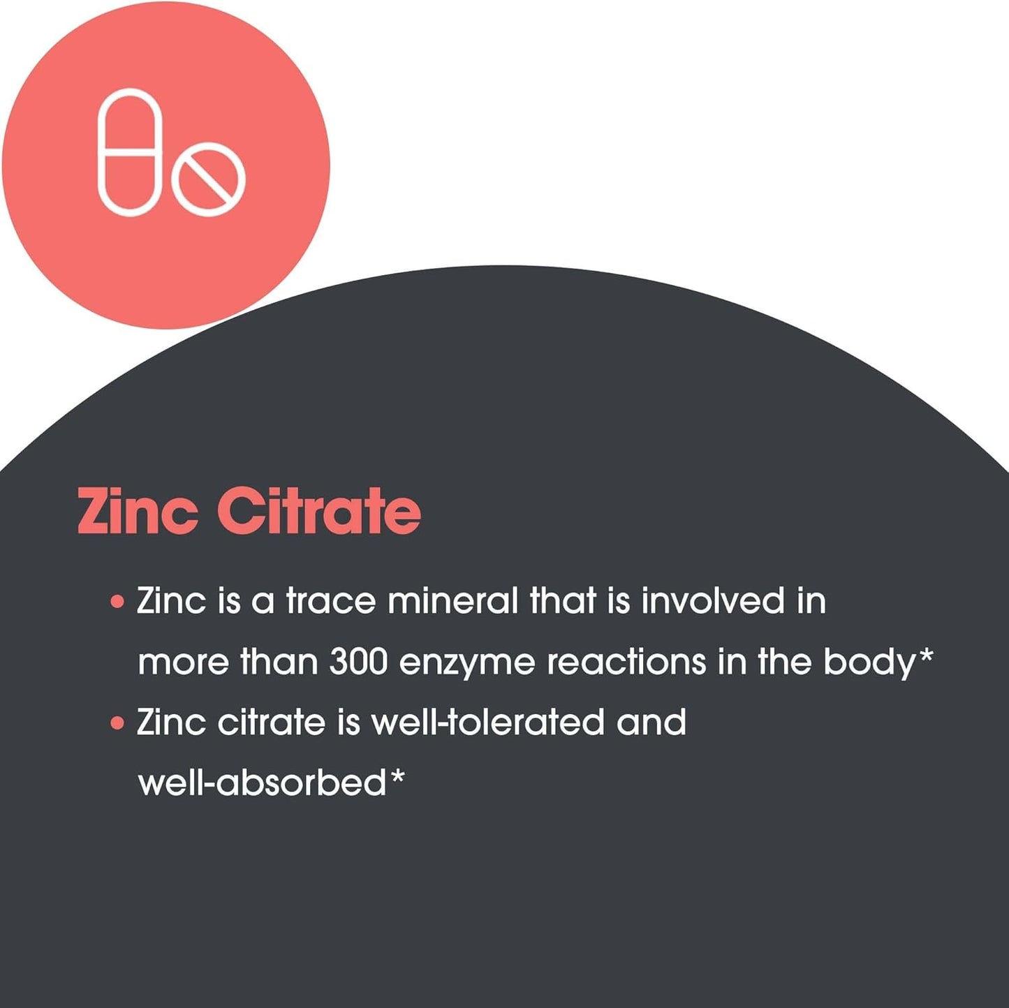 Highly Absorbable Zinc Citrate Supplement - 25mg Pure Zinc Capsules for Immune Support, Men & Women, Allergy Research Group, Vegetarian - 60 Count