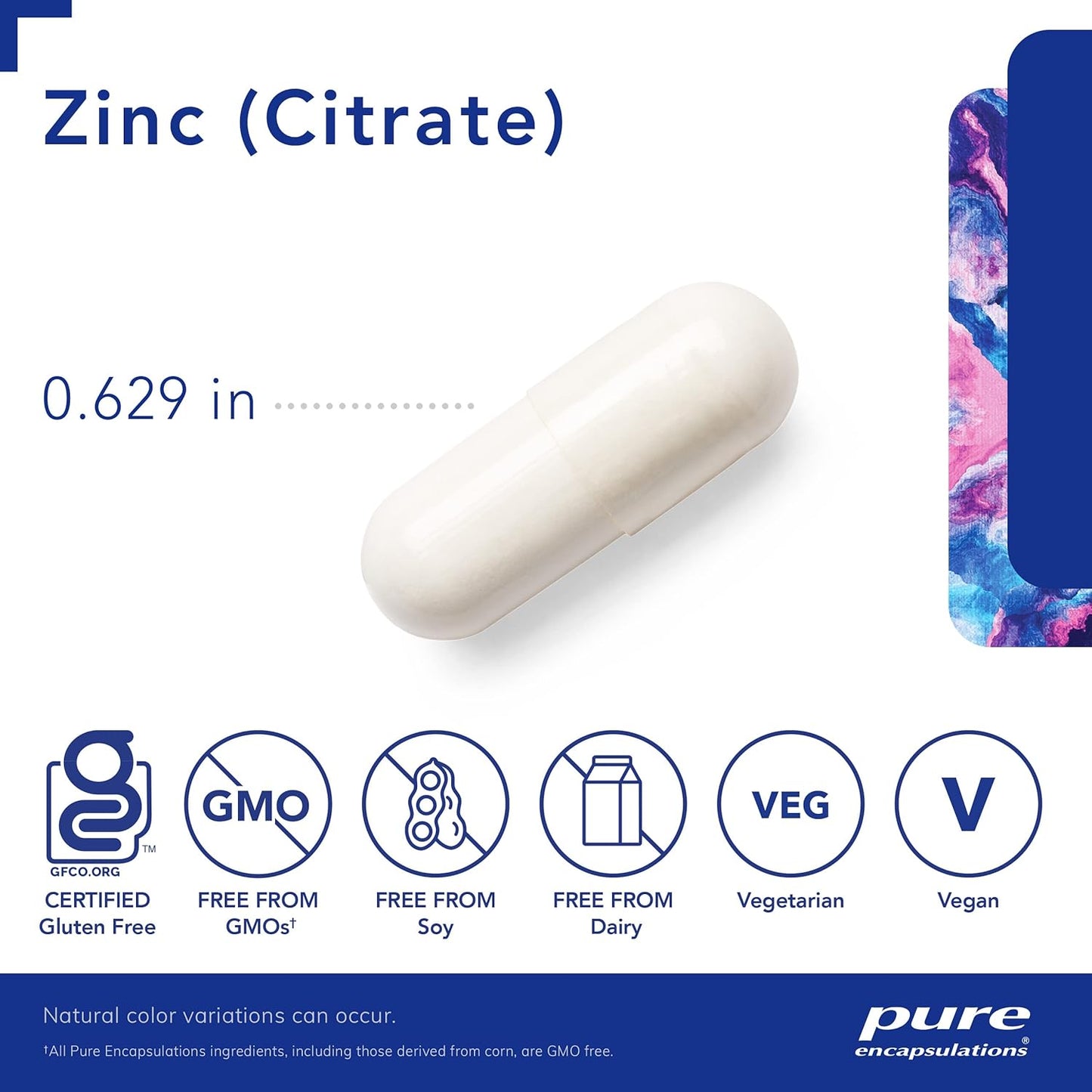 Highly Absorbable Zinc Citrate Supplement for Immune System Support - Vegan & Non-GMO - 60 Capsules