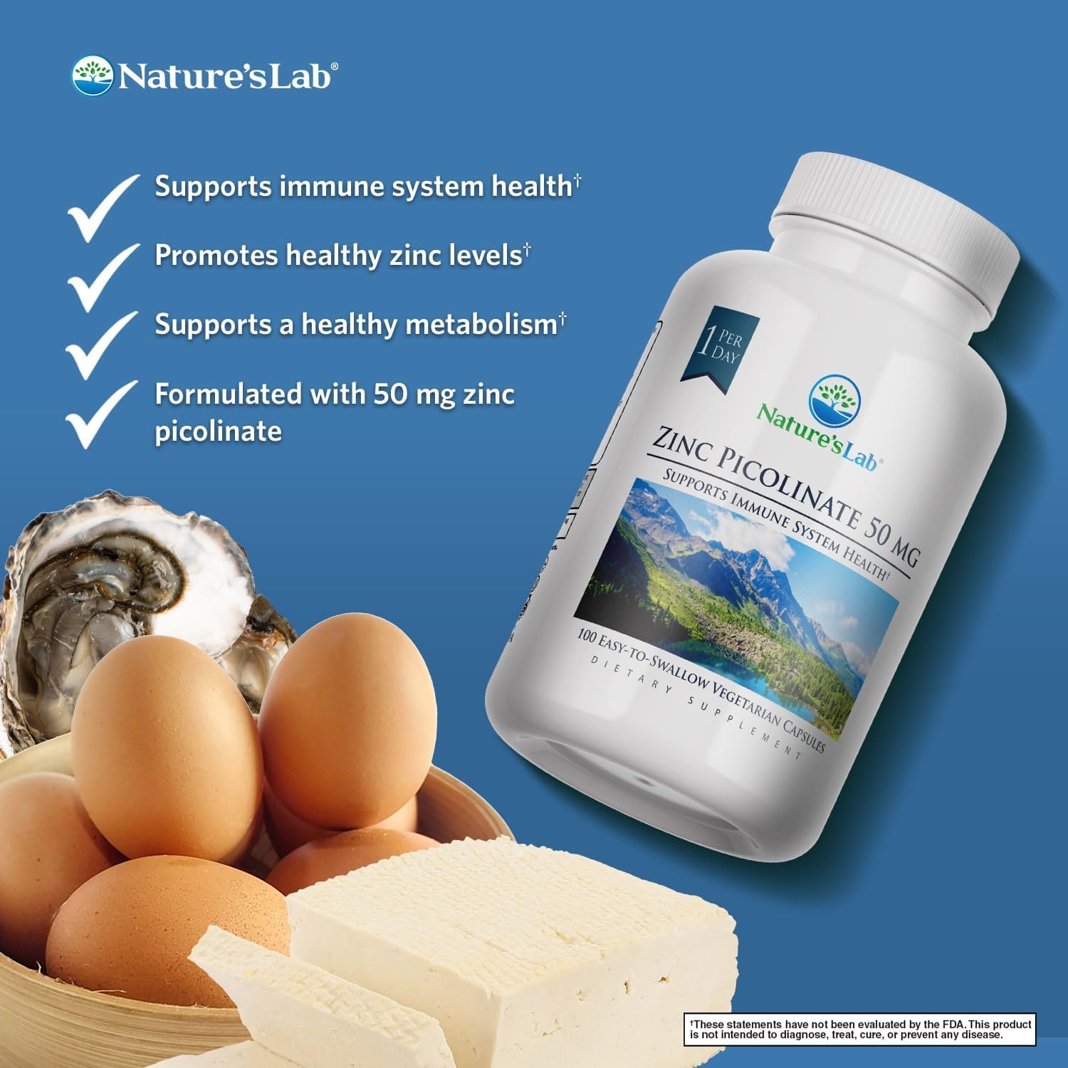 Highly Absorbable Zinc Picolinate Supplement 50mg - 100 Capsules (3 Month Supply) by Nature's Lab