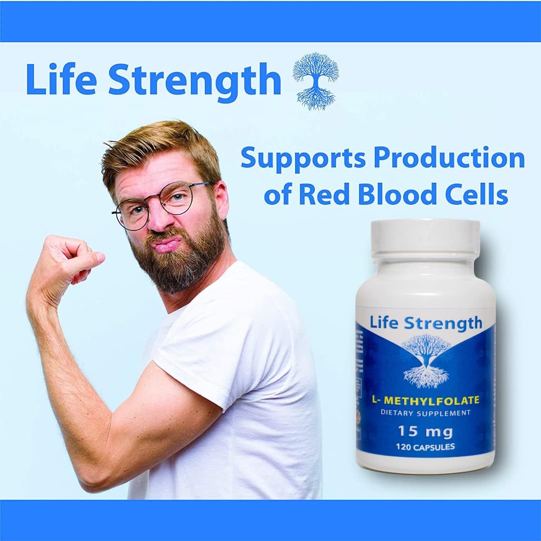 Highly Bioactive L-Methylfolate 15 MG Capsules - Mood & Immune Support - Natural Energy Supplement - Non-GMO & Gluten-Free - 120 Count