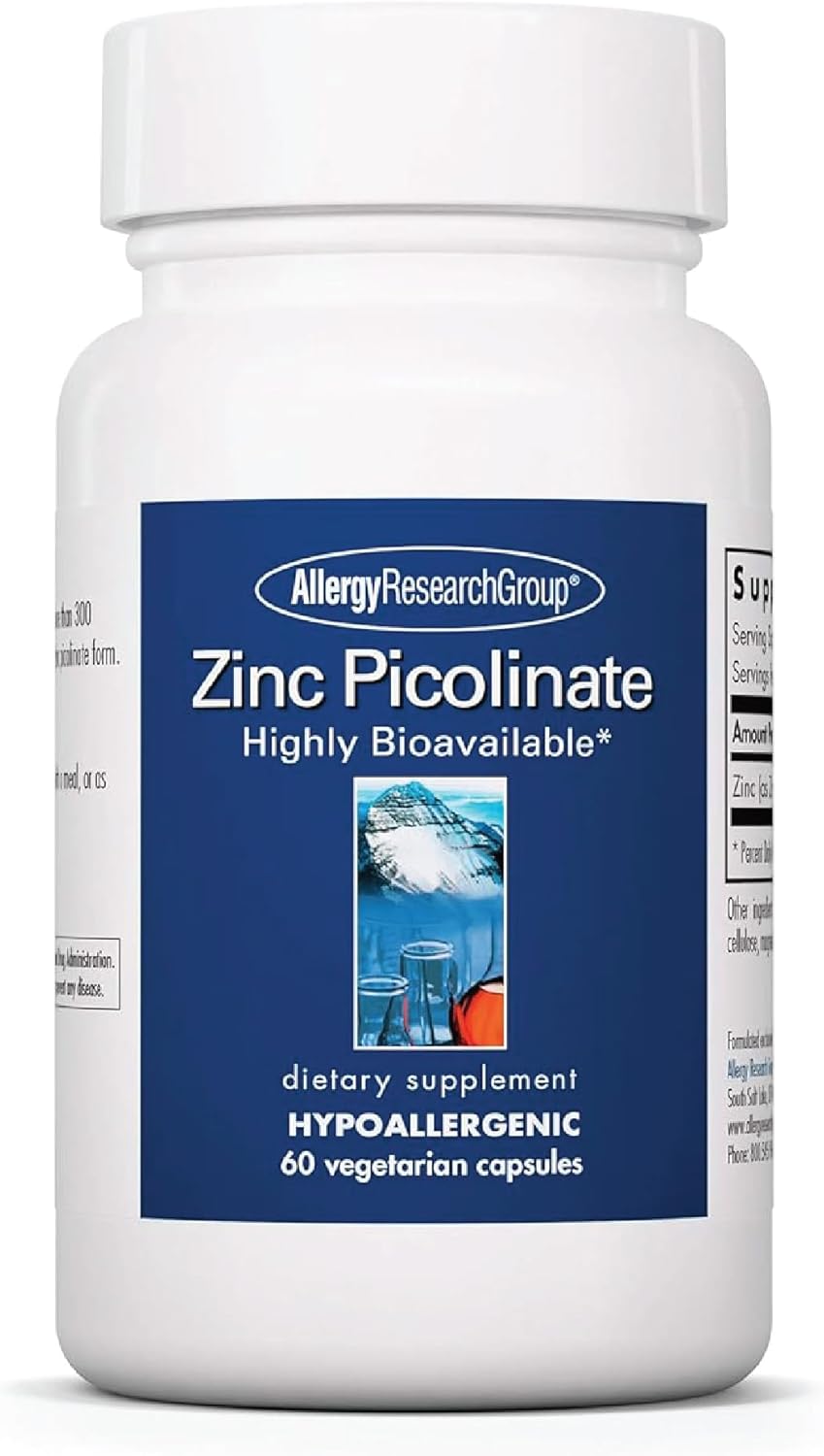 Highly Bioavailable Zinc Picolinate Supplement for Immune Health - 60 Vegetarian Capsules - Allergy Research Group