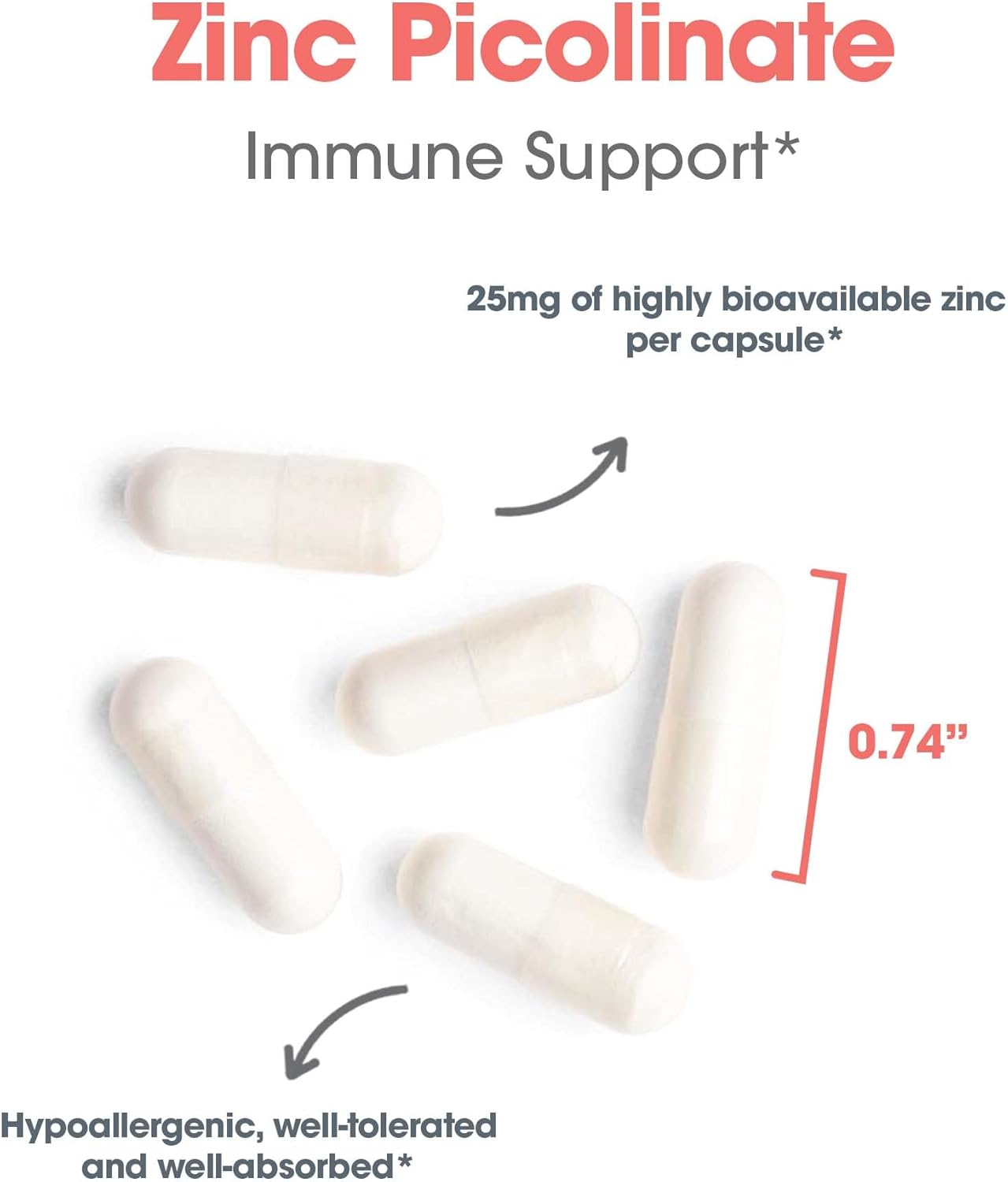 Highly Bioavailable Zinc Picolinate Supplement for Immune Health - 60 Vegetarian Capsules - Allergy Research Group