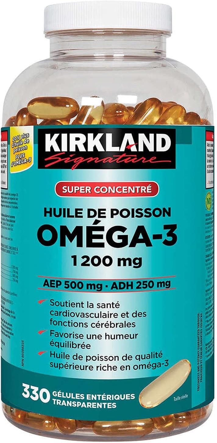 Highly Concentrated Omega-3 Fish Oil Softgels with Enteric Coating - 1200mg, EPA 500mg, DHA 250mg - 330 Count