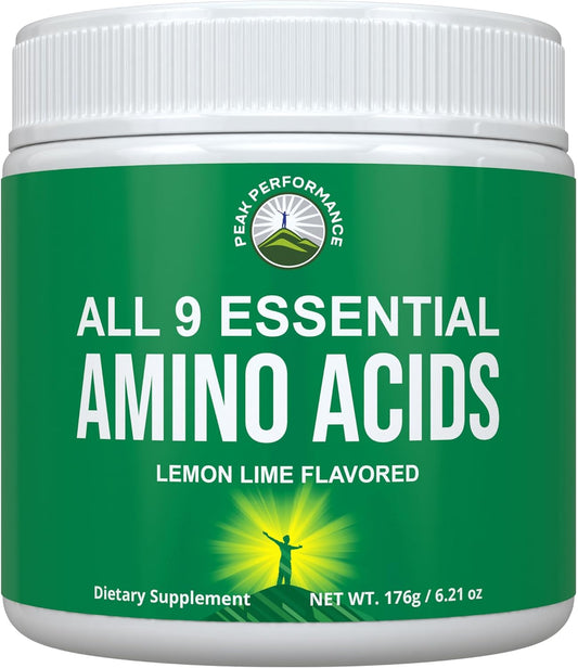 Highly Effective All 9 Essential Amino Acids Powder with Clinical Studies - Boost Energy and Muscle Growth with Pre/Post Workout EAA Supplement. Lemon Lime Flavor.