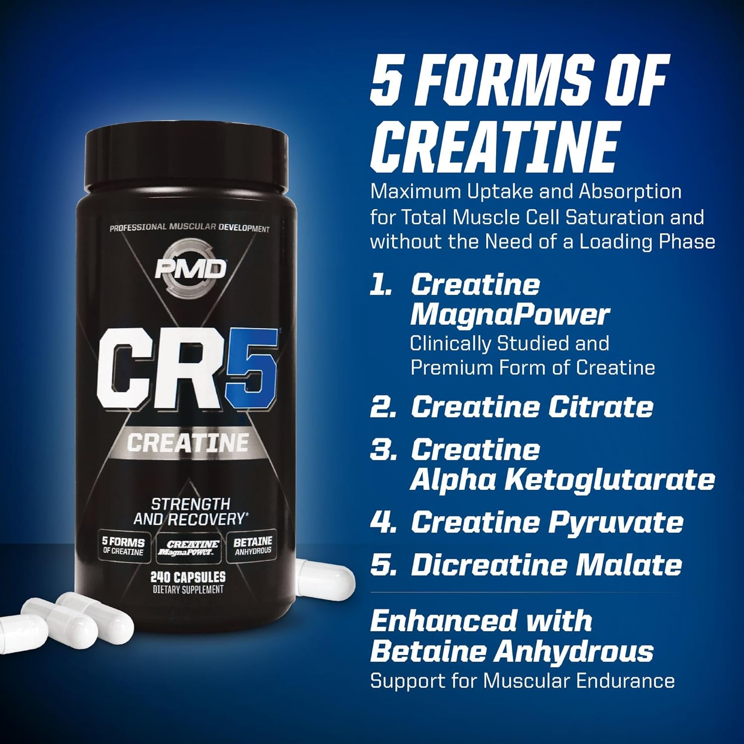 Highly Effective PMD CR5 Creatine Supplement for Muscle Growth and Strength Boost