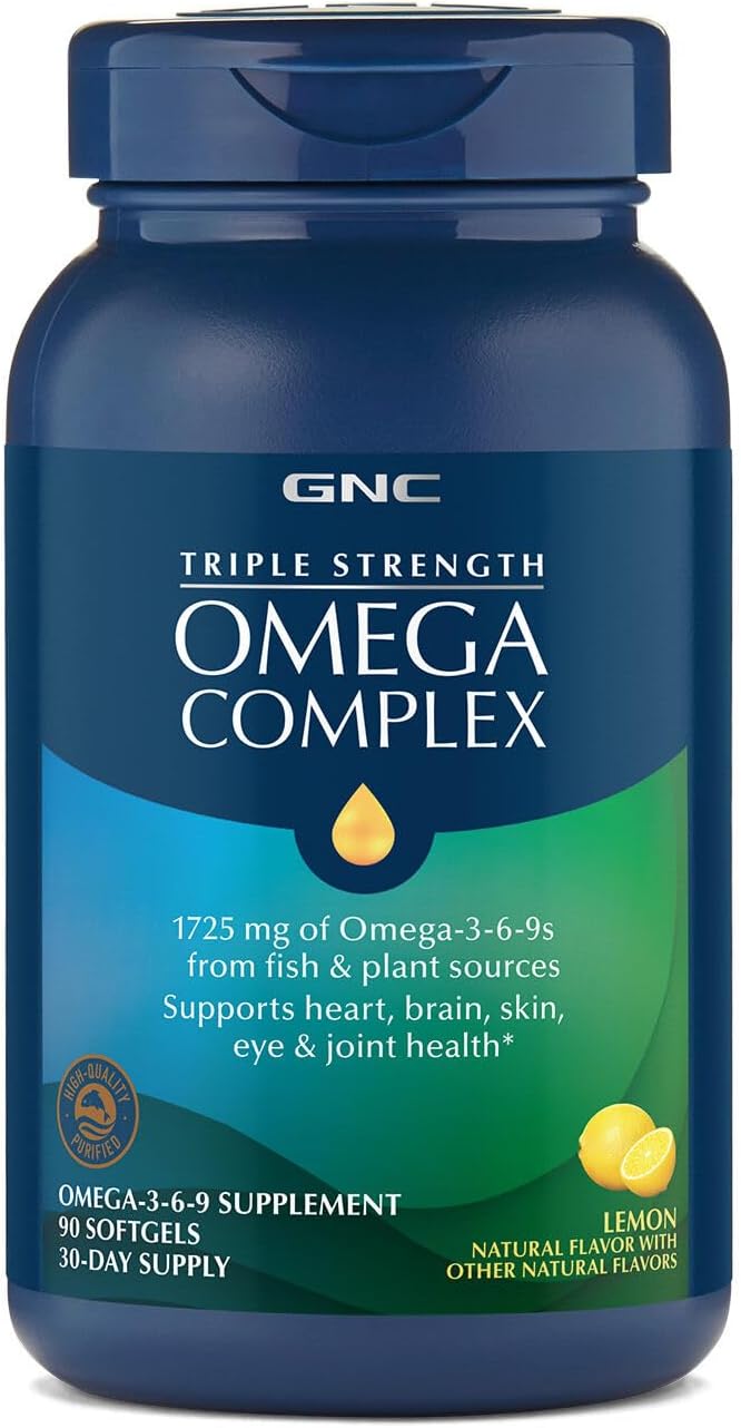 Highly Potent GNC Triple Strength Omega Complex with 1725mg of Omega-3-6-9s from Fish & Plants