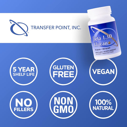 Highly Purified Beta Glucan Immune Support Supplement - 500mg Per Capsule - Pack of 1