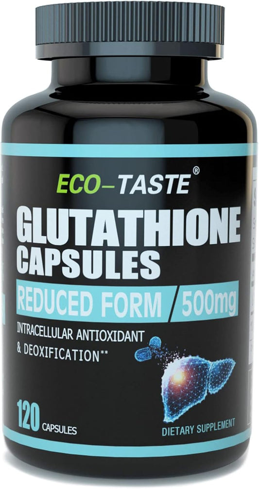 Highly Purified ECO-TASTE Glutathione Supplement - Reduced Form, 120 Capsules for Enhanced Absorption