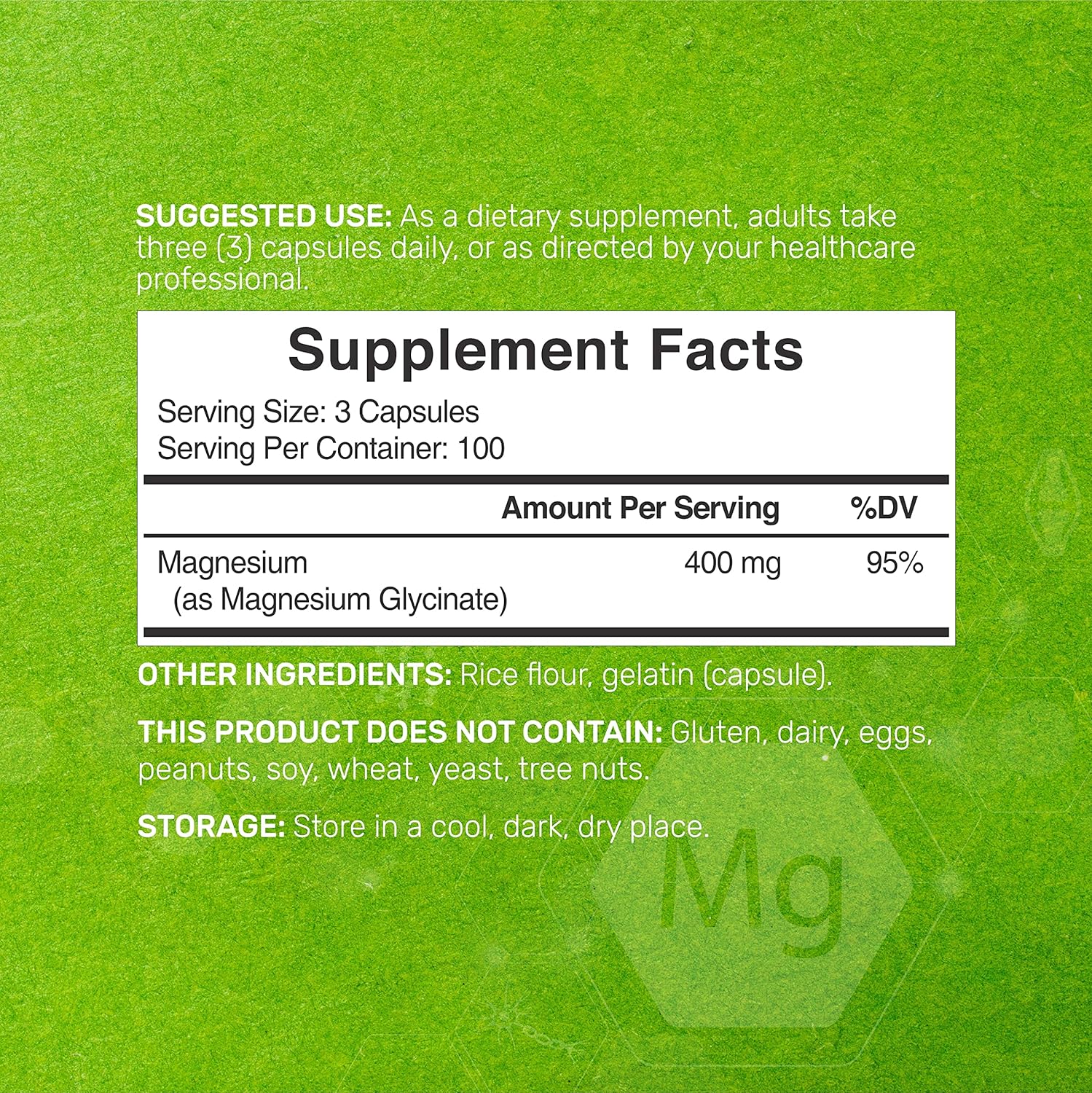 Highly Purified Magnesium Glycinate Supplement | 400mg Elemental Magnesium - 300 Capsules | Chelated for Easy Absorption | Essential Trace Mineral for Muscle, Joint, Heart, & Immune Support