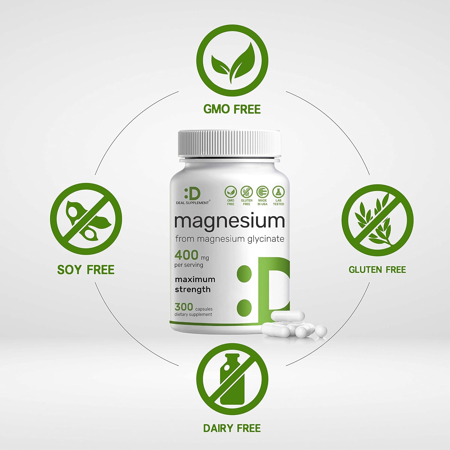 Highly Purified Magnesium Glycinate Supplement | 400mg Elemental Magnesium - 300 Capsules | Chelated for Easy Absorption | Essential Trace Mineral for Muscle, Joint, Heart, & Immune Support