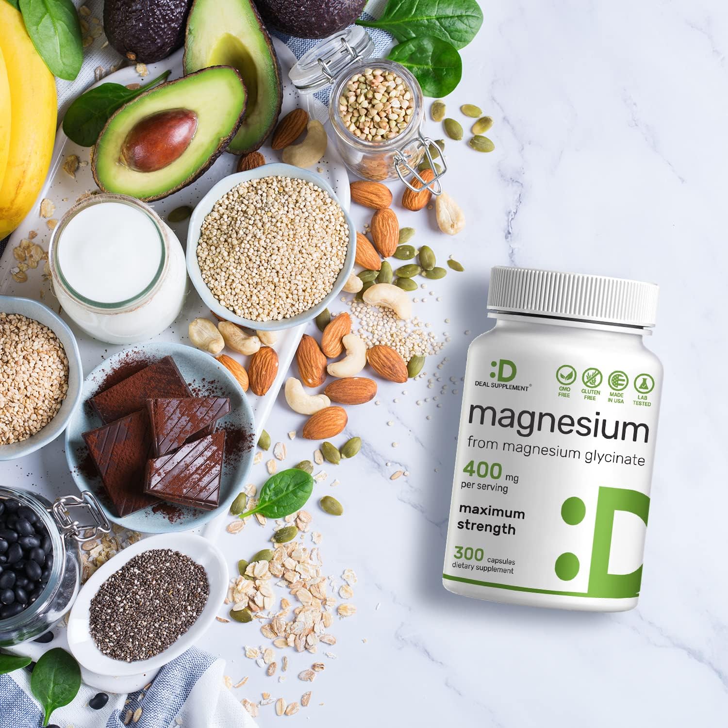 Highly Purified Magnesium Glycinate Supplement | 400mg Elemental Magnesium - 300 Capsules | Chelated for Easy Absorption | Essential Trace Mineral for Muscle, Joint, Heart, & Immune Support