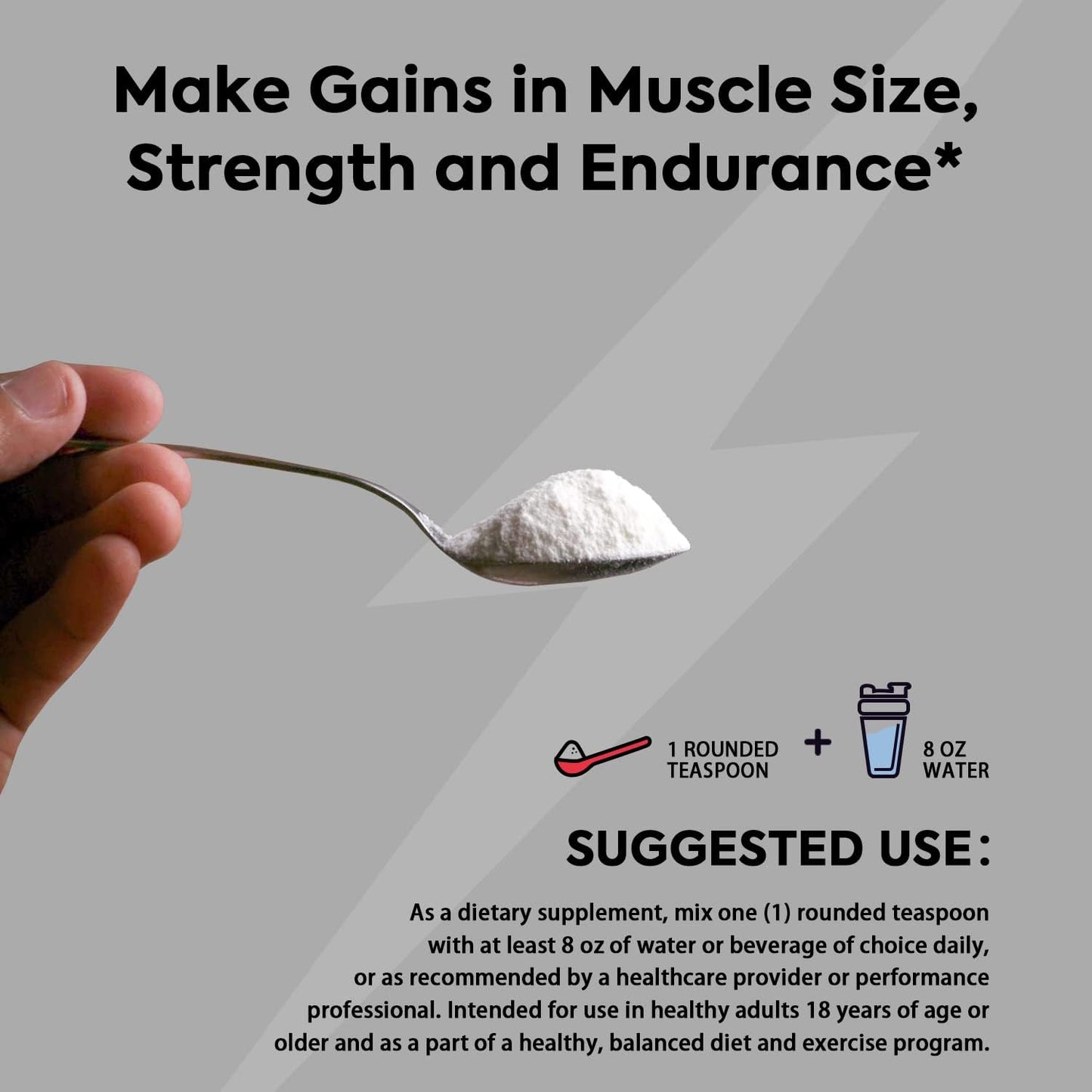 Highly Soluble Unflavored Creatine Monohydrate Powder for Muscle Building, 5g Per Serving, Micronized Formula for Enhanced Performance, 45 Servings for Men & Women