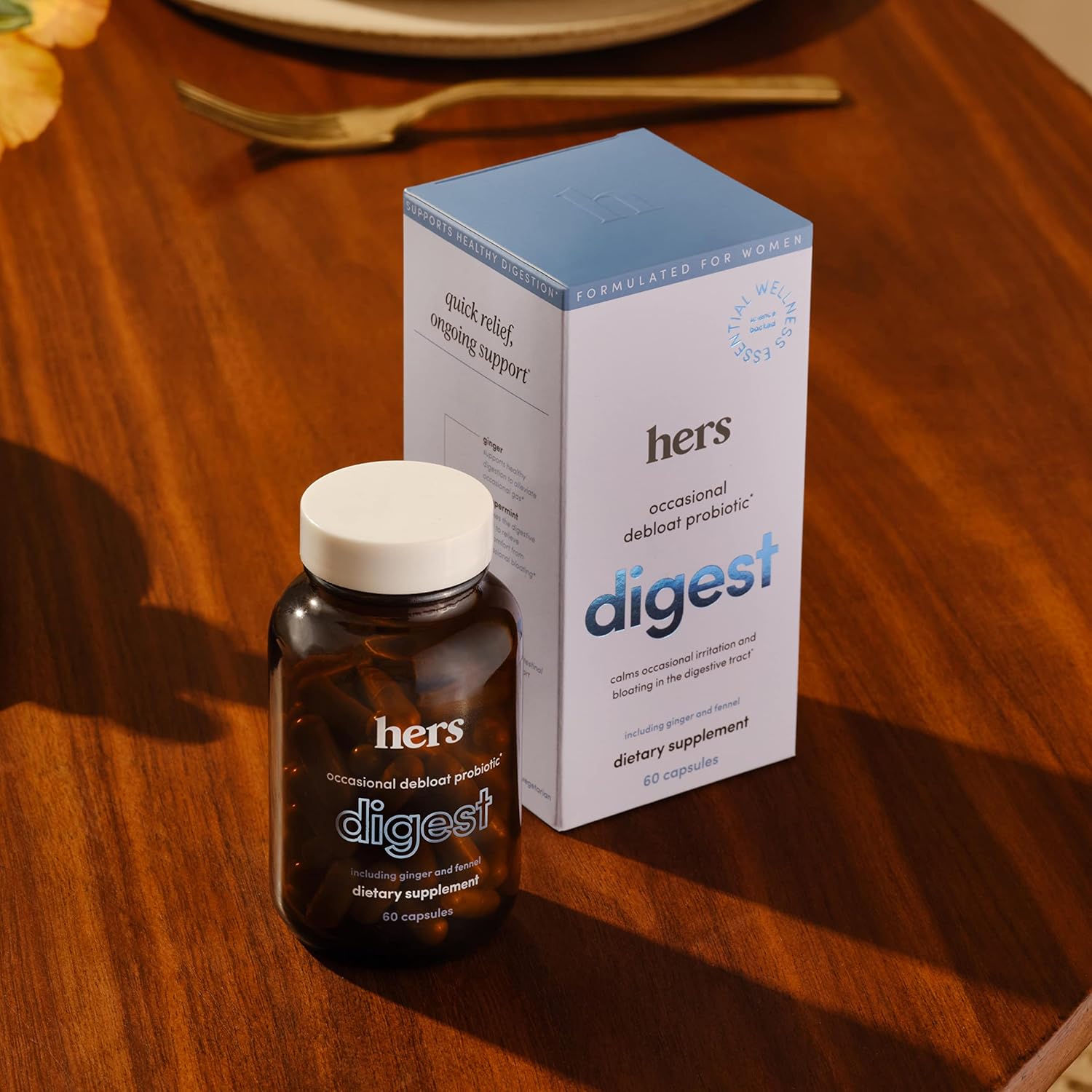 HIMS & HERS Women's Probiotic Digest Supplement for Healthy Digestion - 60 Vegetarian Capsules - Debloating Support