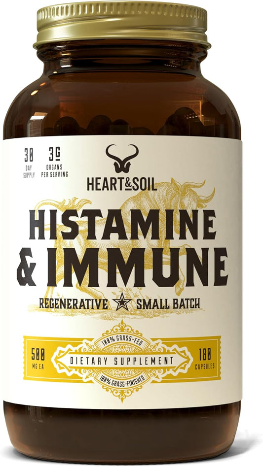 Histamine & Immune Support Supplement with Selenium, Vitamin A, and Peptides - 180 Capsules