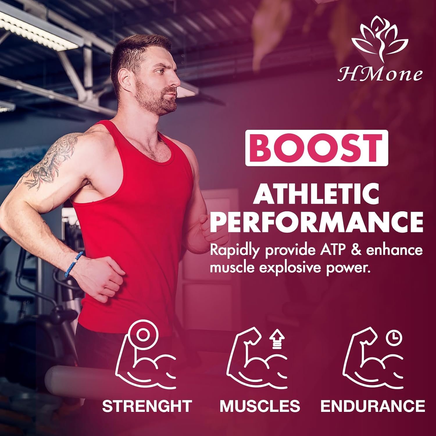 HMone Creatine Monohydrate Gummies - Muscle Gain & Energy Boost Supplements for Men & Women, 160 Count, Chewable & Vegan