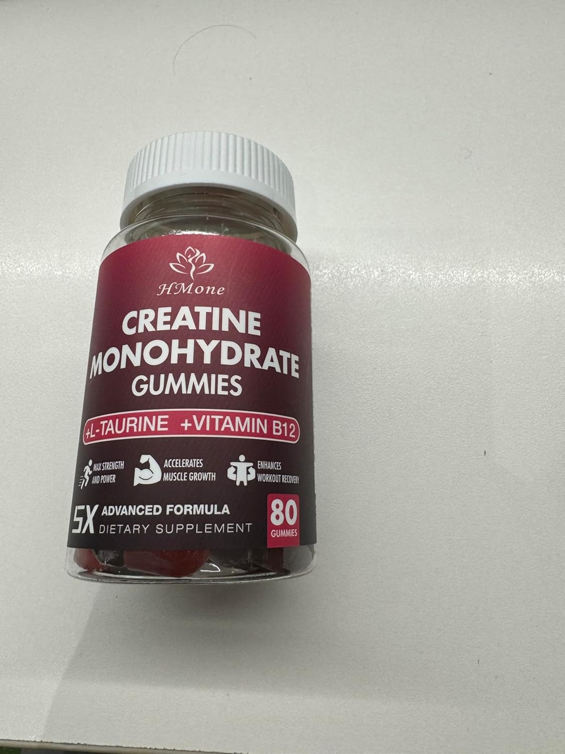 HMone Creatine Monohydrate Gummies - Muscle Gain & Energy Boost Supplements for Men & Women, 160 Count, Chewable & Vegan