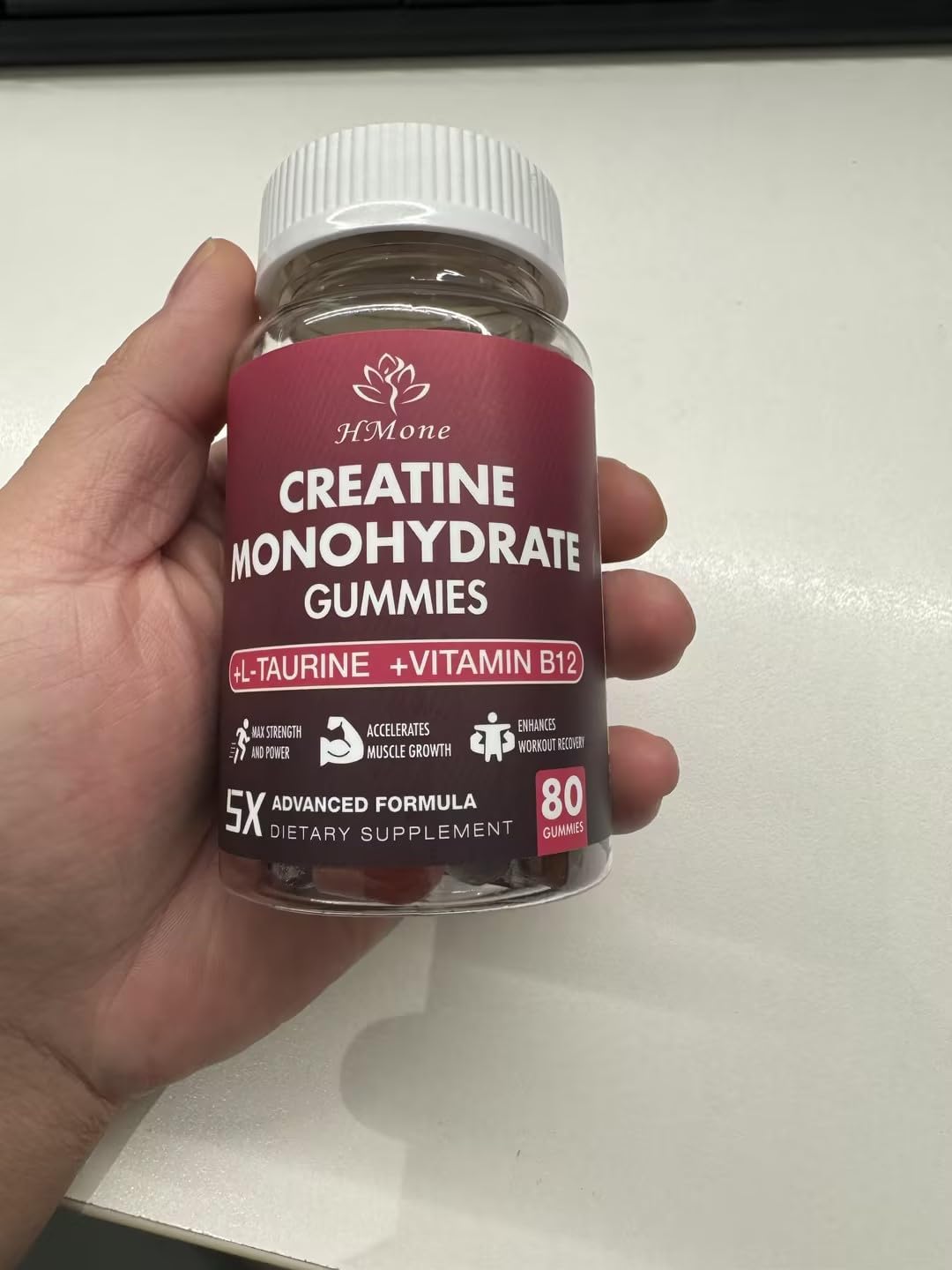 HMone Creatine Monohydrate Gummies - Muscle Gain & Energy Boost Supplements for Men & Women, 160 Count, Chewable & Vegan