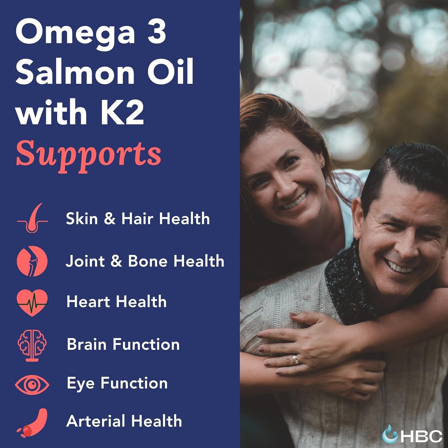 Hofseth BioCare High Strength Omega-3 Fish Oil Capsules - Norwegian Salmon Oil with Vitamin K2, 1000mg EPA & DHA, Burpless - Heart, Brain, Eye, Immunity Support - 90 Count