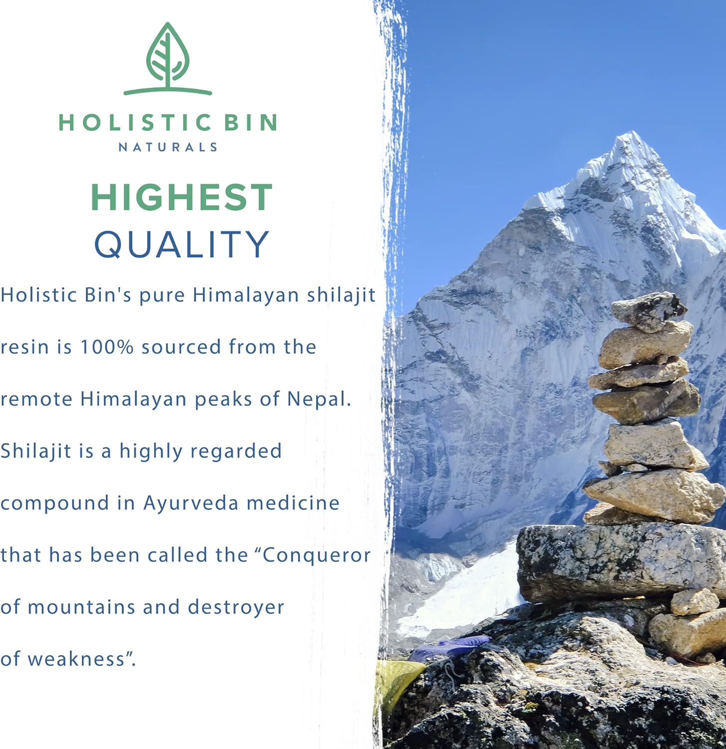 Holistic Bin Pure Himalayan Shilajit Resin - Black Platinum with Fulvic & Humic Acid - Easy Mixing, Trace Minerals - Includes Spoon