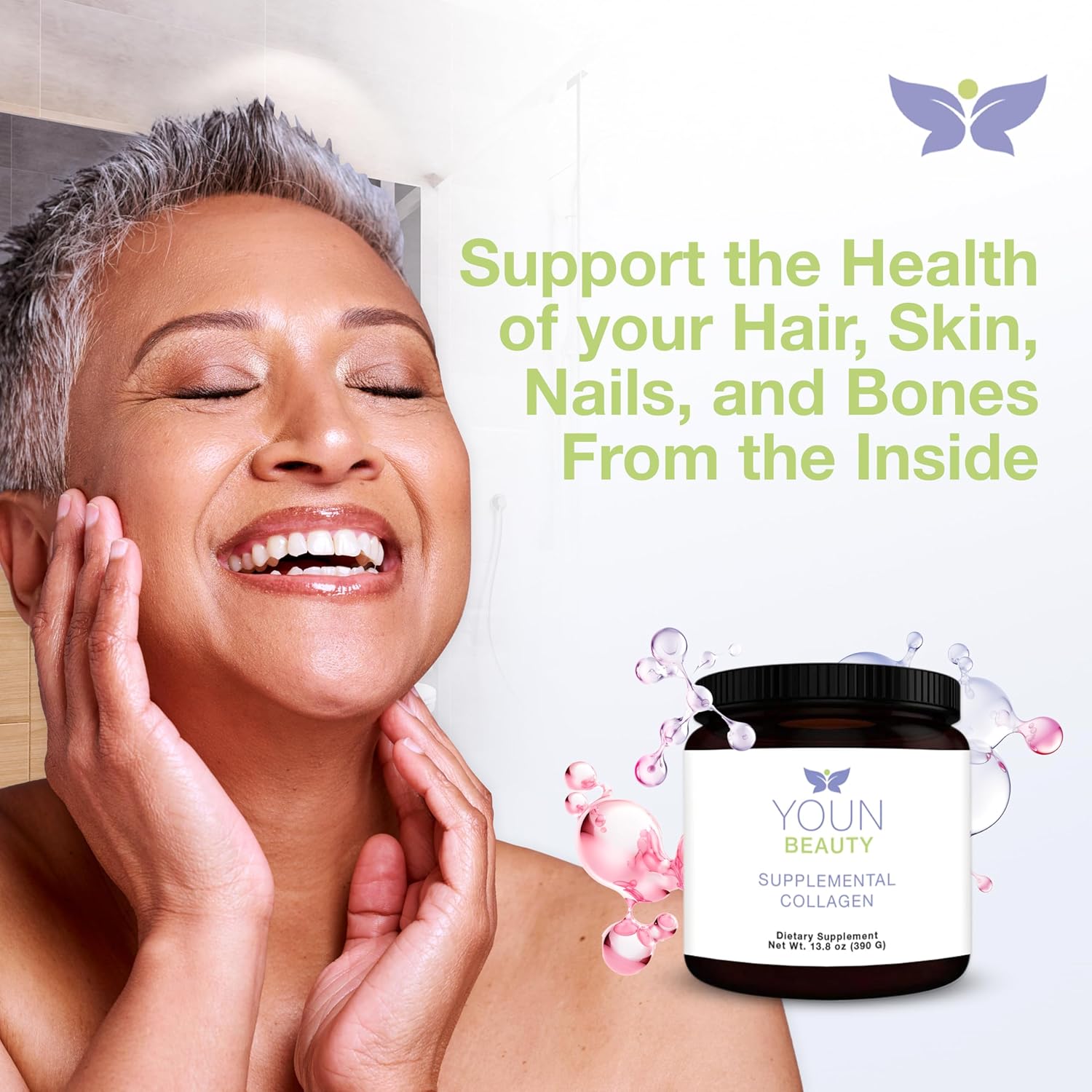 Holistic Plastic Surgeon Dr. Anthony Youn YOUN Beauty Collagen Powder Supplement - 30 Servings, Unflavored, Fortigel, Fortibone & Verisol Peptides for Skin Health