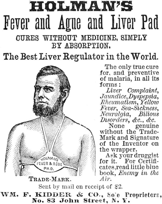 Holman's Fever and Ague Liver Pad Ad 1876 N. American Patent Medicine 18x24 Poster Print