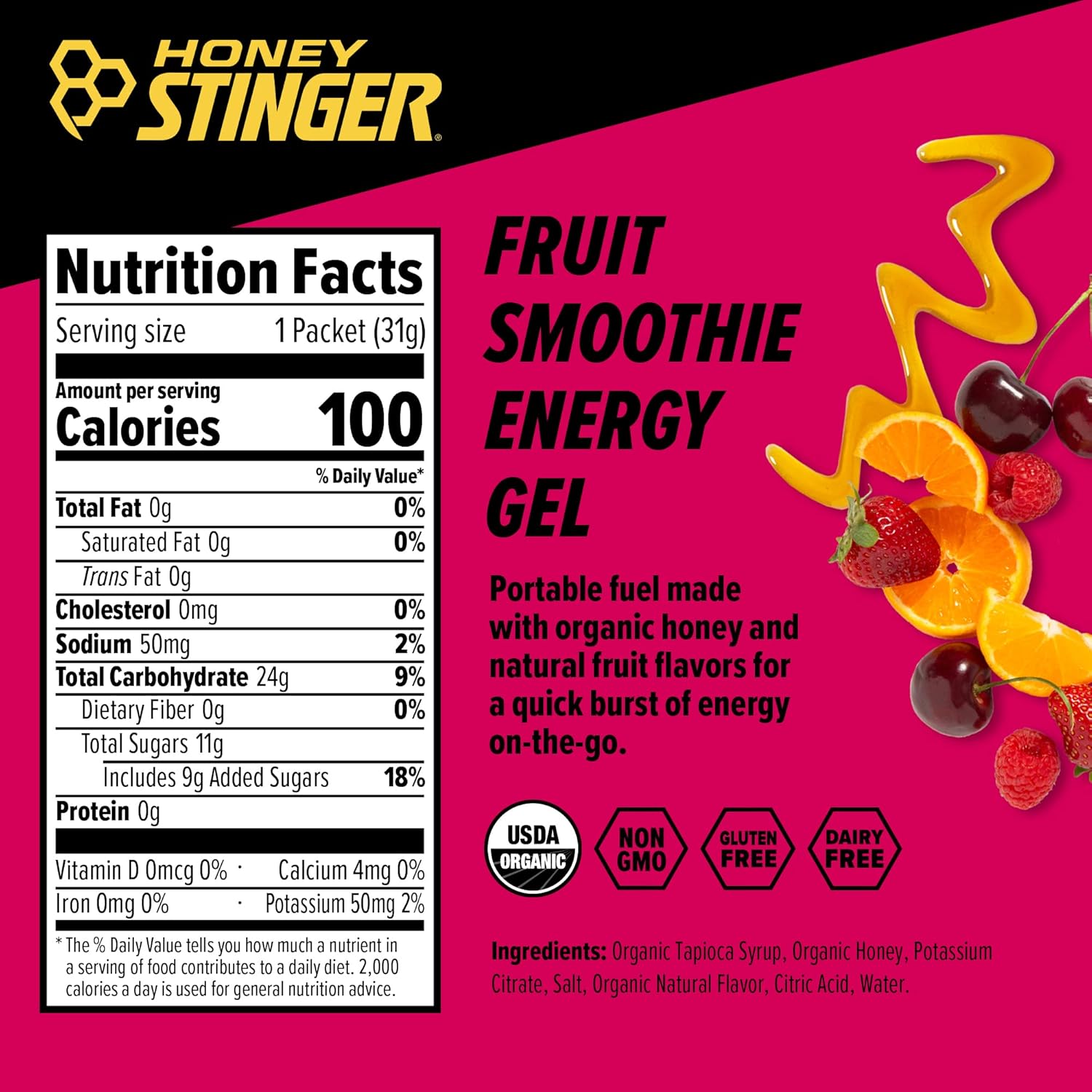 Honey Stinger Energy Gel Variety Pack - Gold and Organic Fruit Smoothie Flavors - Gluten & Caffeine Free - Ideal Sports Nutrition for Home & Gym - Pre & Mid Workout Fuel